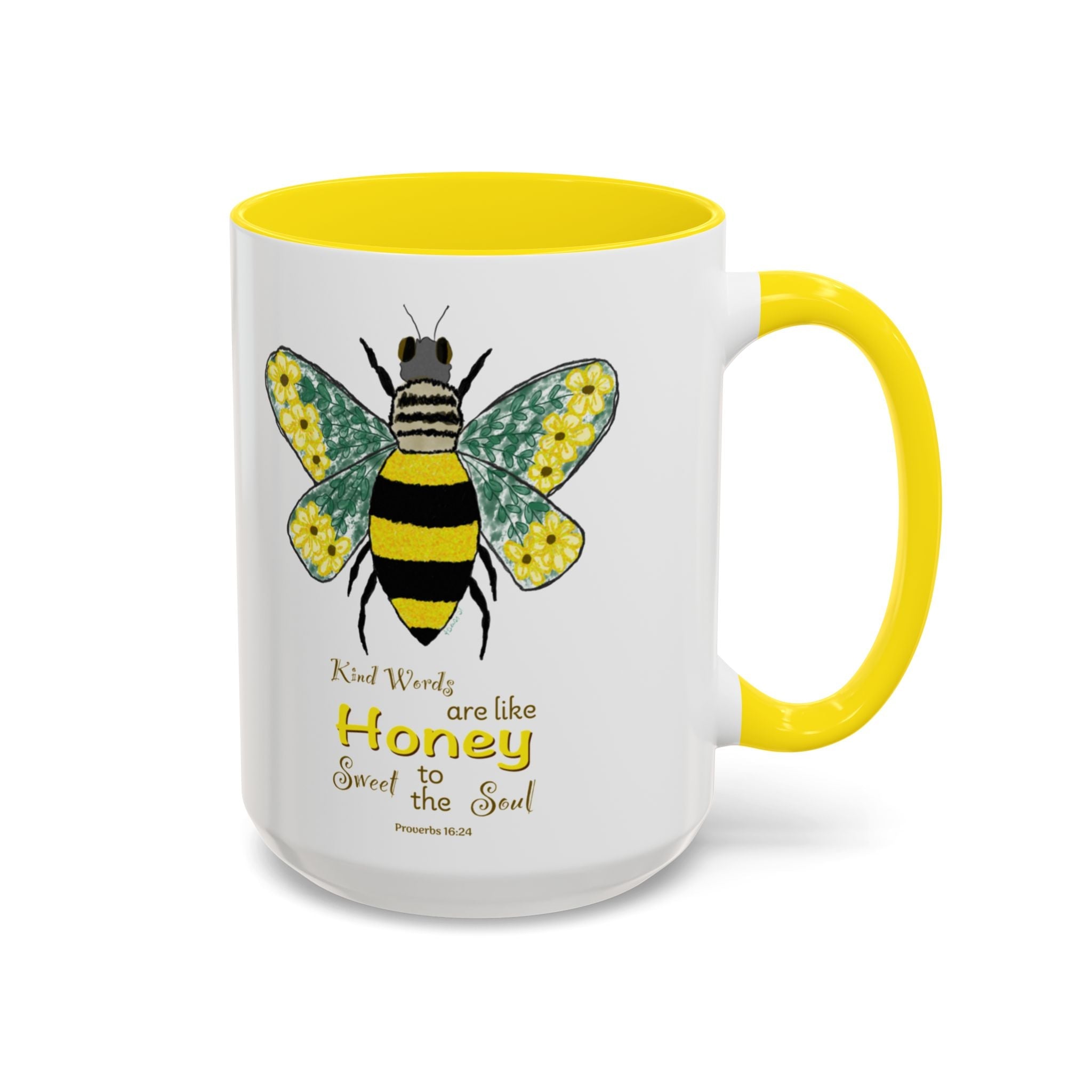 Bee Flower Two Tone Ceramic Coffee Mugs - Blue Cava