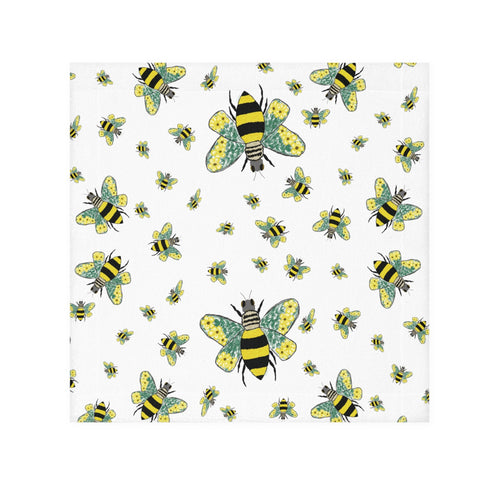 Bee Flower Washcloth Towel — Cute Yellow & Black Bumblebee - Blue Cava