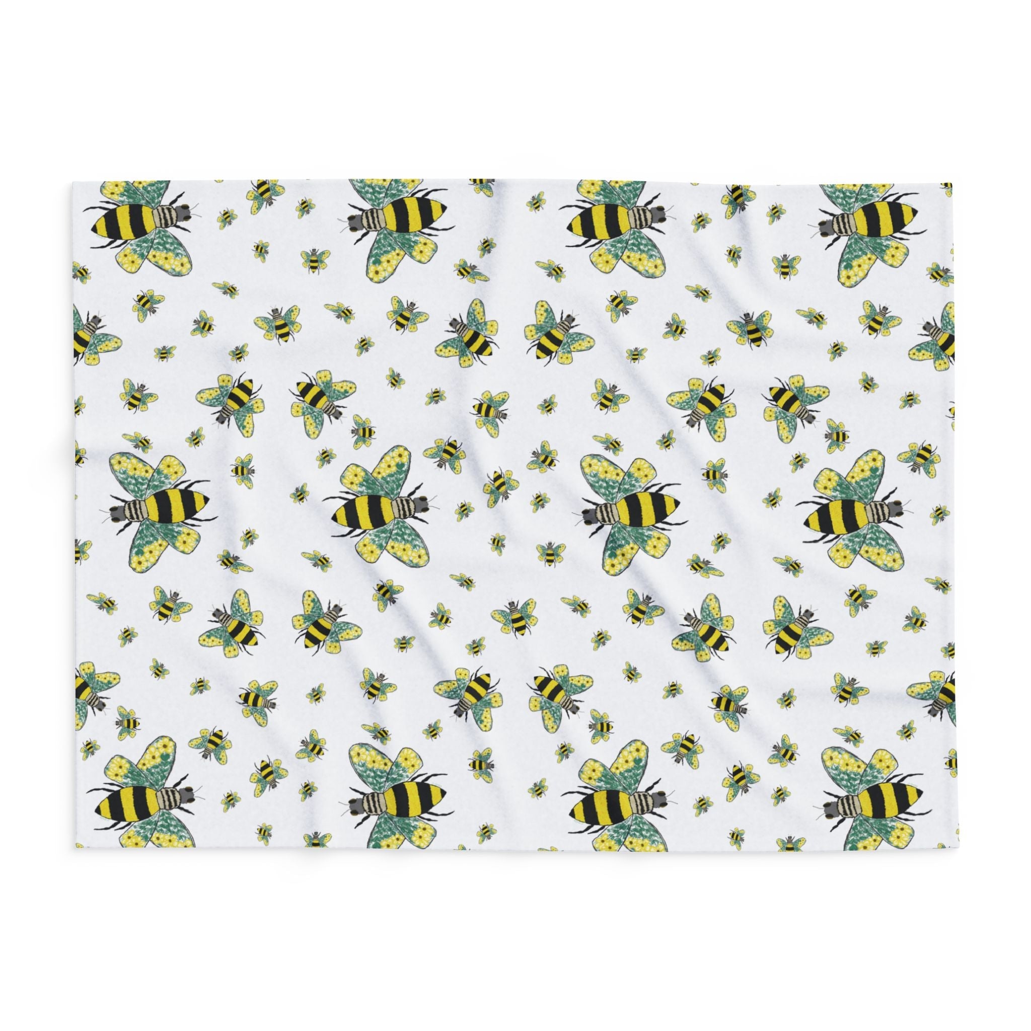 Bee - Themed Arctic Fleece Blankets - Blue Cava