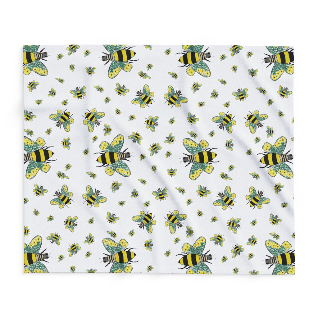 Bee - Themed Arctic Fleece Blankets - Blue Cava