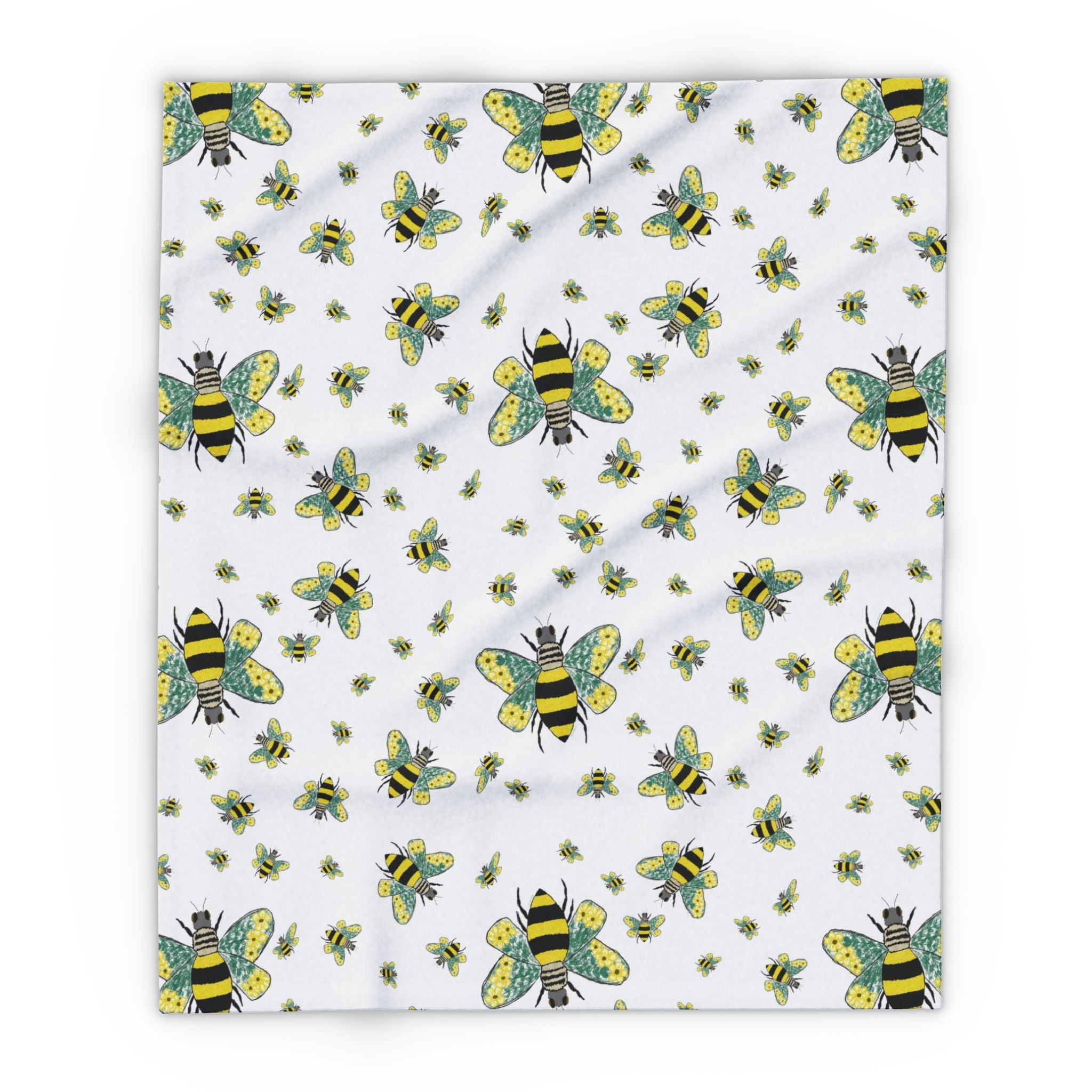 Bee - Themed Arctic Fleece Blankets - Blue Cava