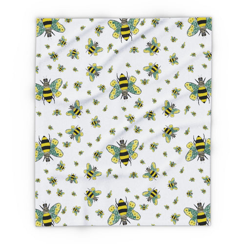 Bee - Themed Arctic Fleece Blankets - Blue Cava