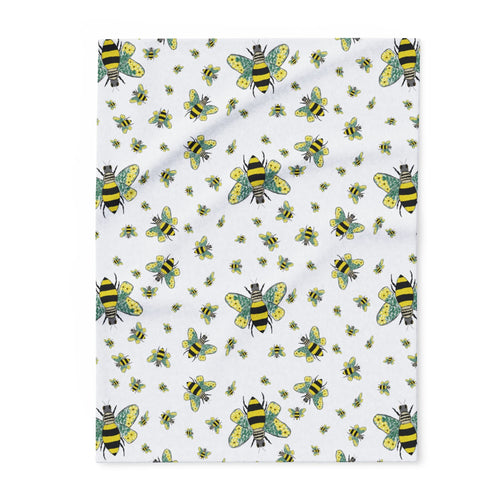 Bee - Themed Arctic Fleece Blankets - Blue Cava