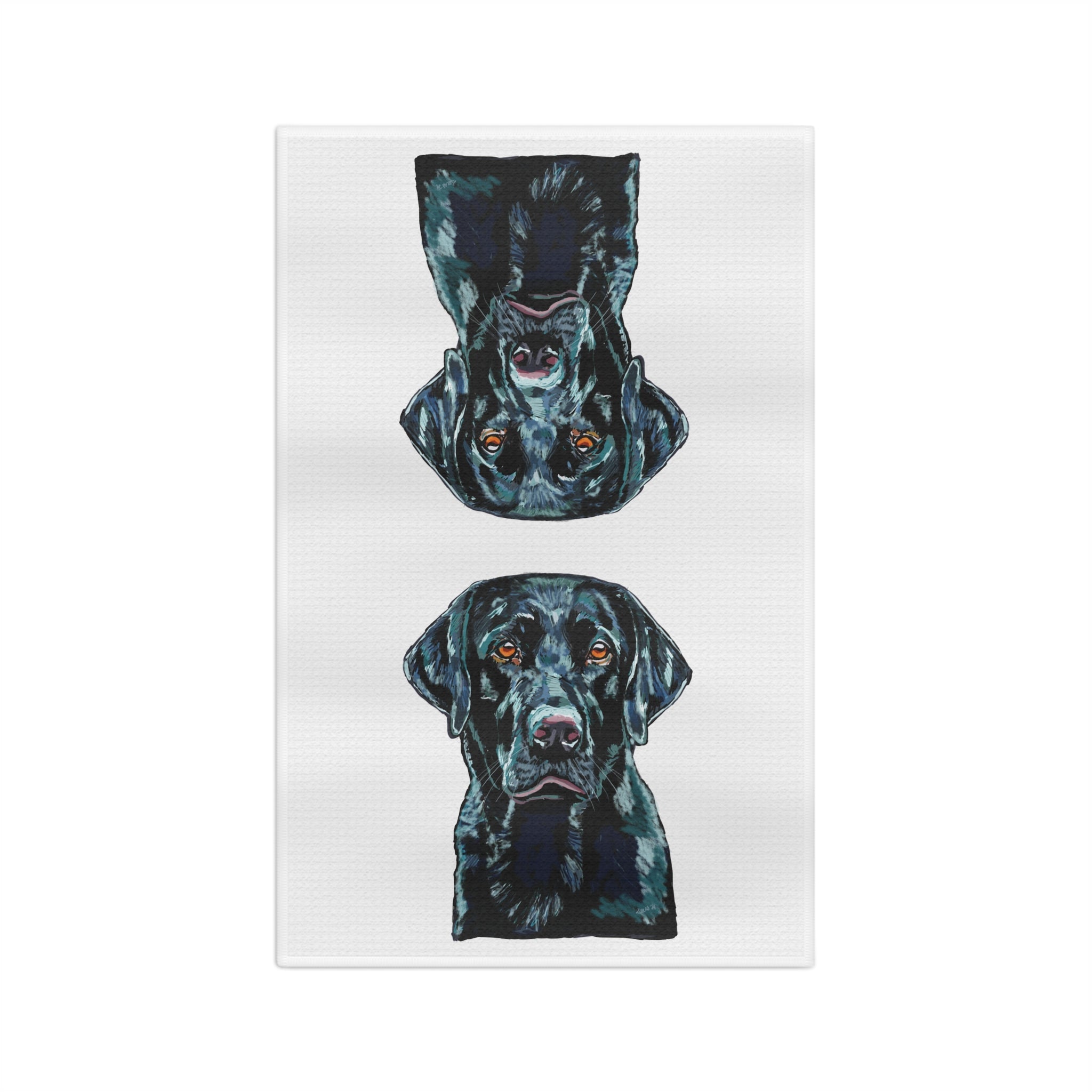 Black Labrador Microfiber Waffle Kitchen Towel — Dog Portrait Kitchen Towel - Blue Cava