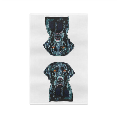 Black Labrador Microfiber Waffle Kitchen Towel — Dog Portrait Kitchen Towel - Blue Cava