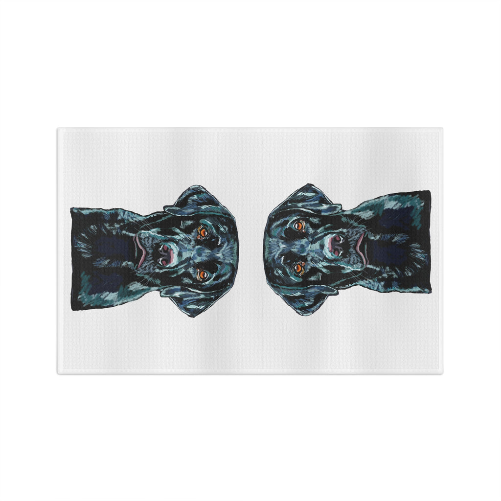 Black Labrador Microfiber Waffle Kitchen Towel — Dog Portrait Kitchen Towel - Blue Cava