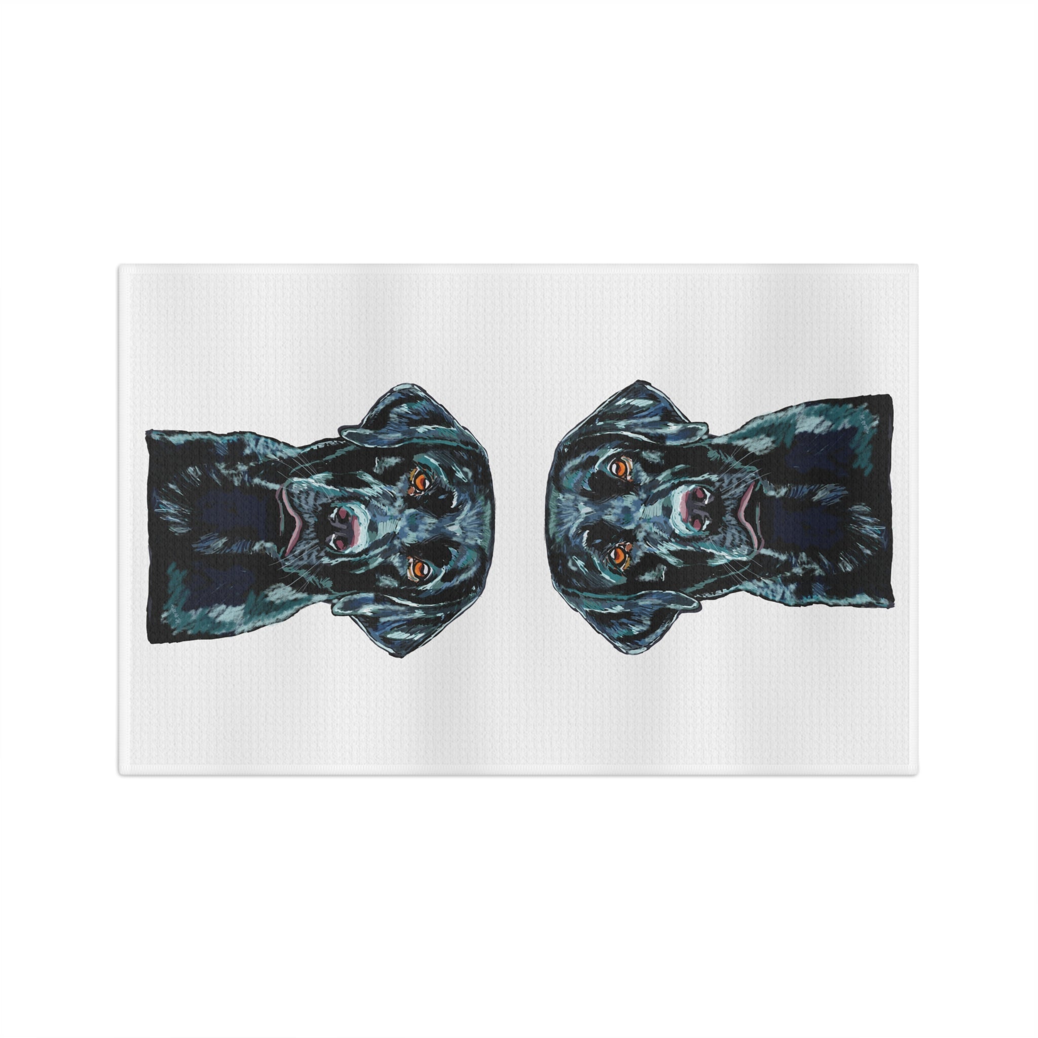 Black Labrador Microfiber Waffle Kitchen Towel — Dog Portrait Kitchen Towel - Blue Cava