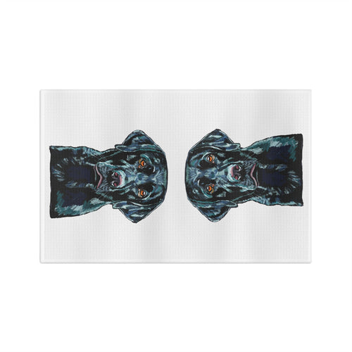 Black Labrador Microfiber Waffle Kitchen Towel — Dog Portrait Kitchen Towel - Blue Cava