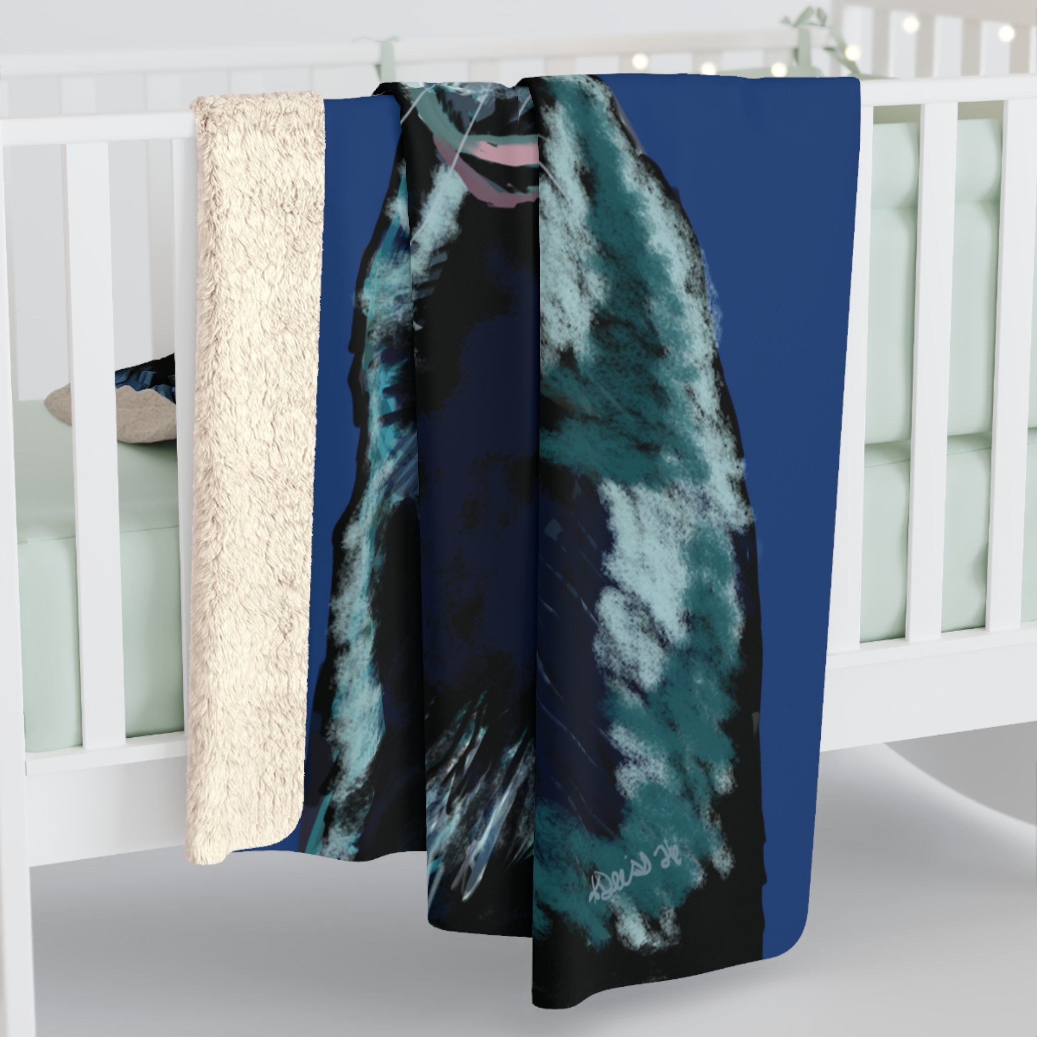 Black Labrador Sherpa Fleece Blanket - Blue Cava
