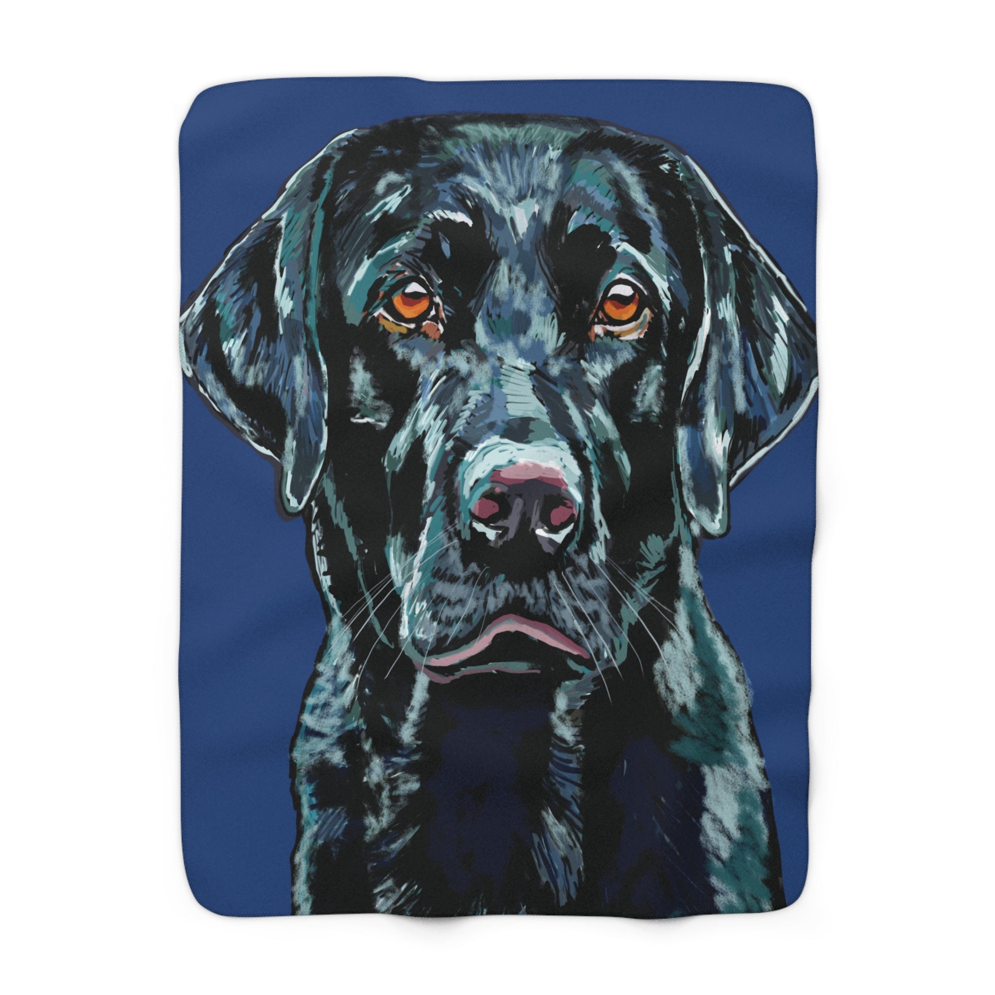 Black Labrador Sherpa Fleece Blanket - Blue Cava