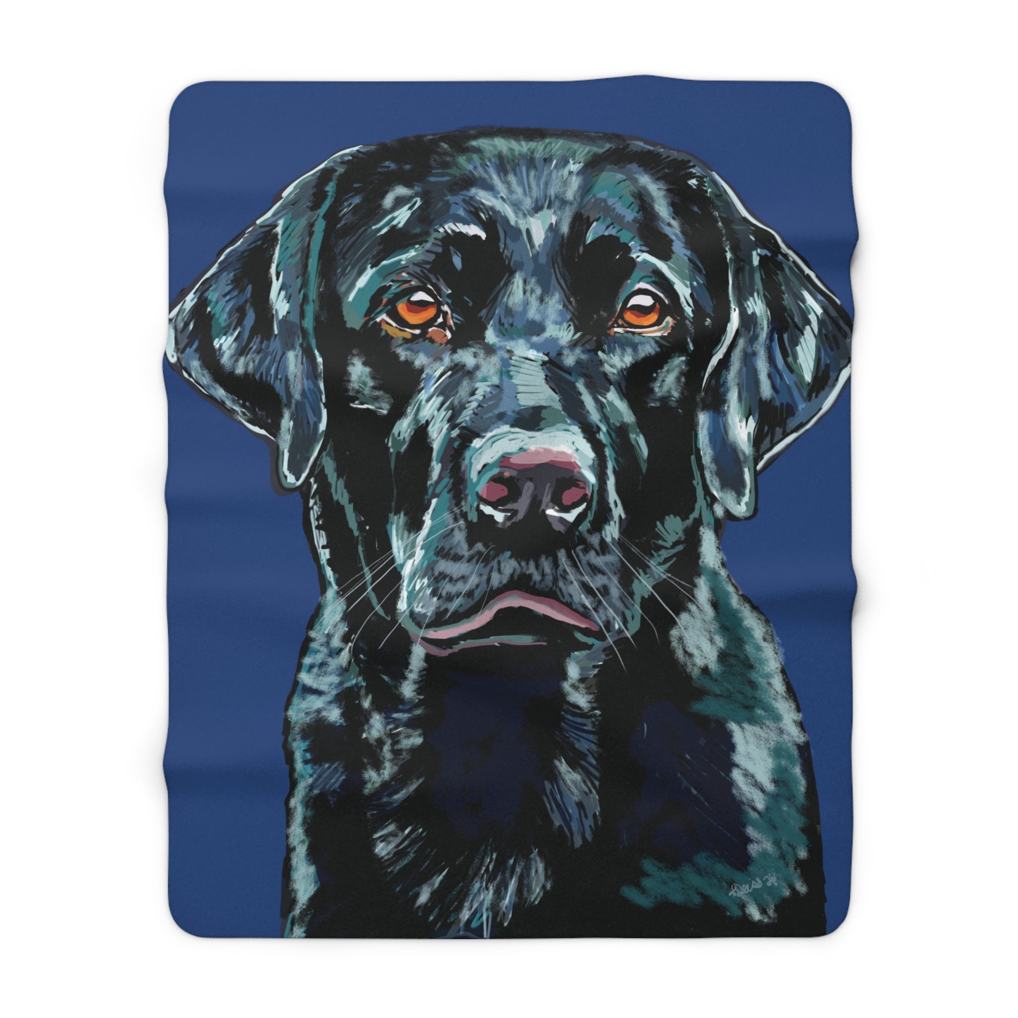Black Labrador Sherpa Fleece Blanket - Blue Cava