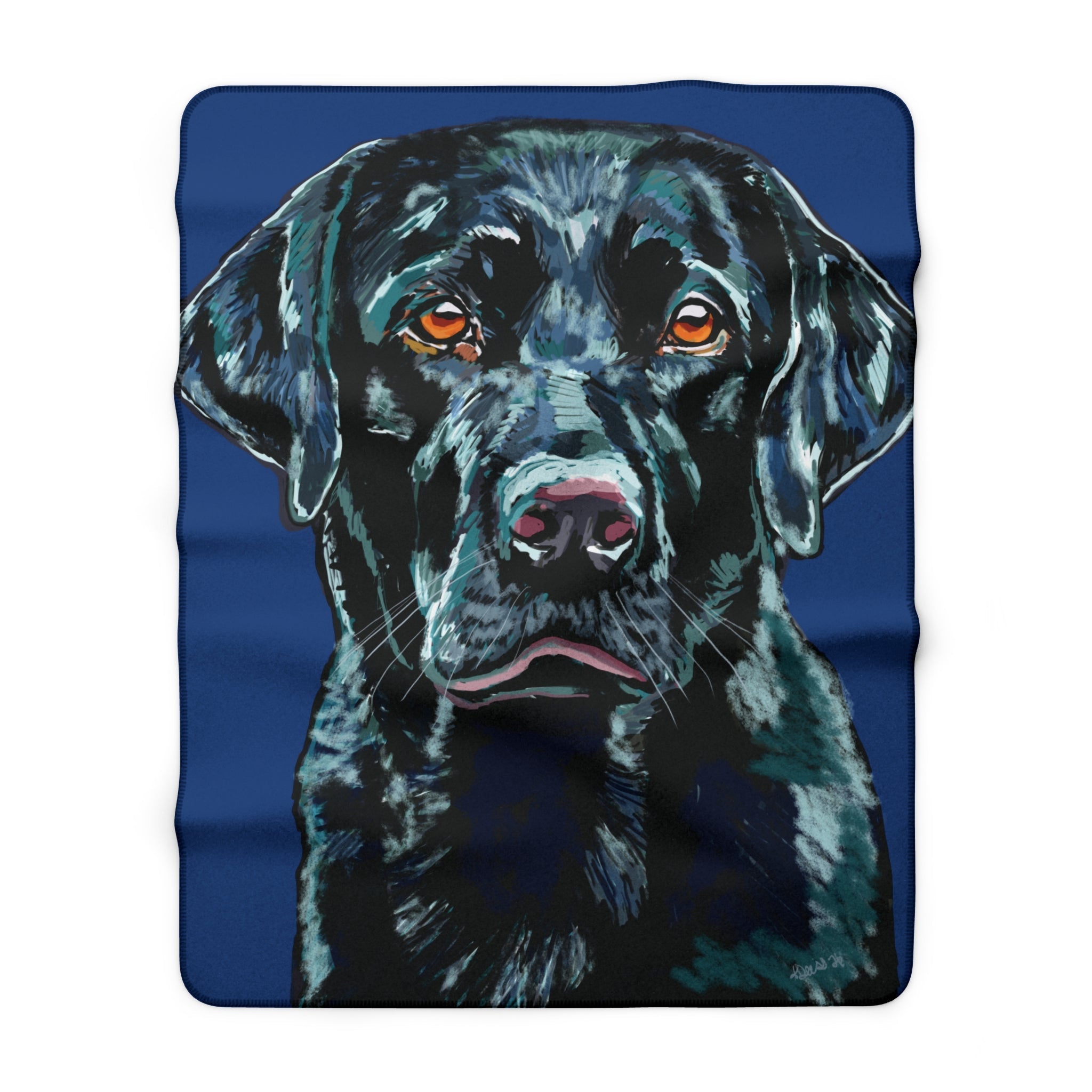Black Labrador Sherpa Fleece Blanket - Blue Cava