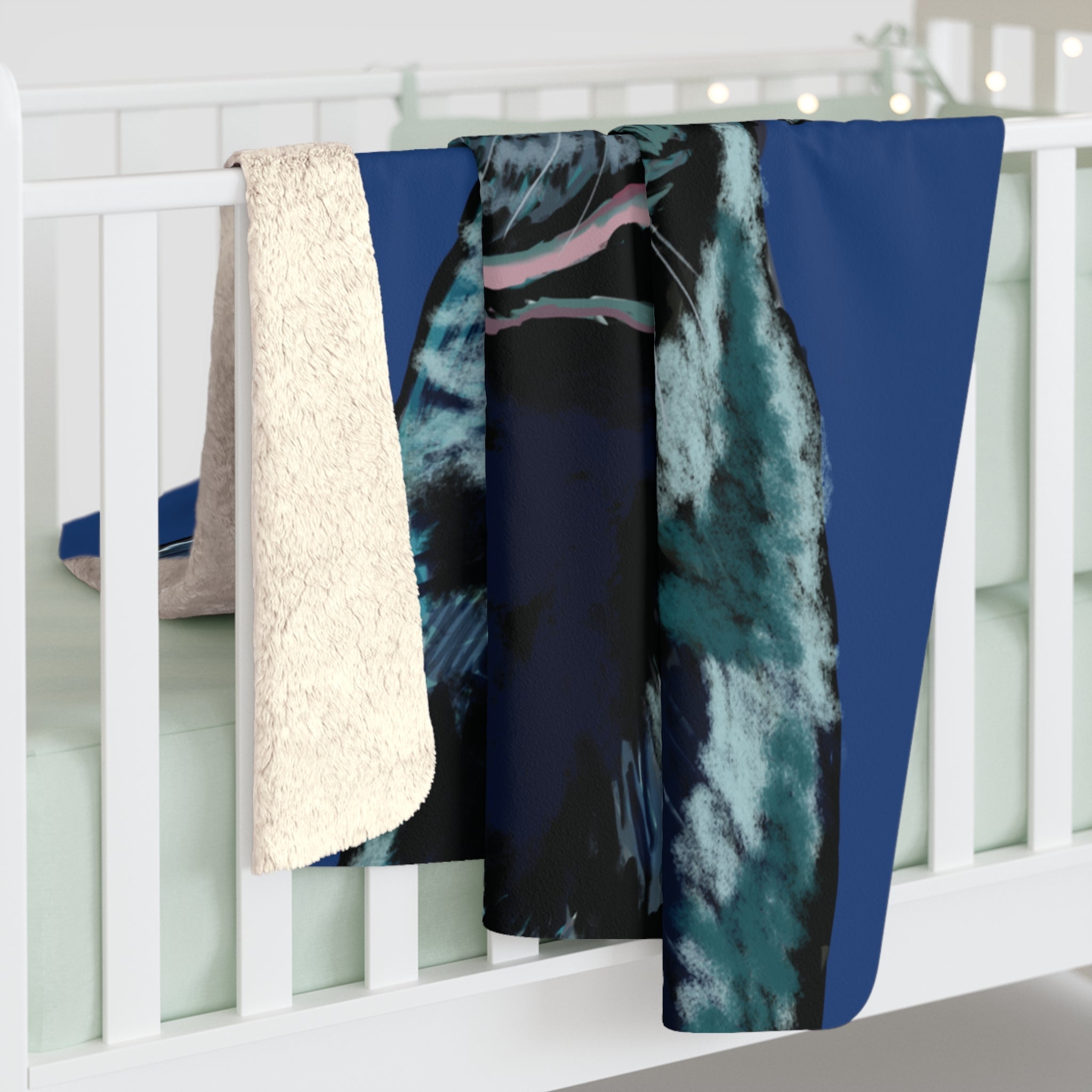 Black Labrador Sherpa Fleece Blanket - Blue Cava