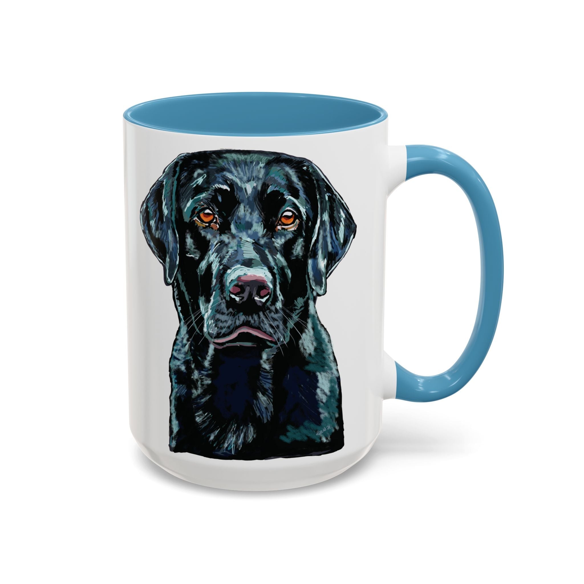 Black Labrador Two Tone Ceramic Coffee Mug - Blue Cava