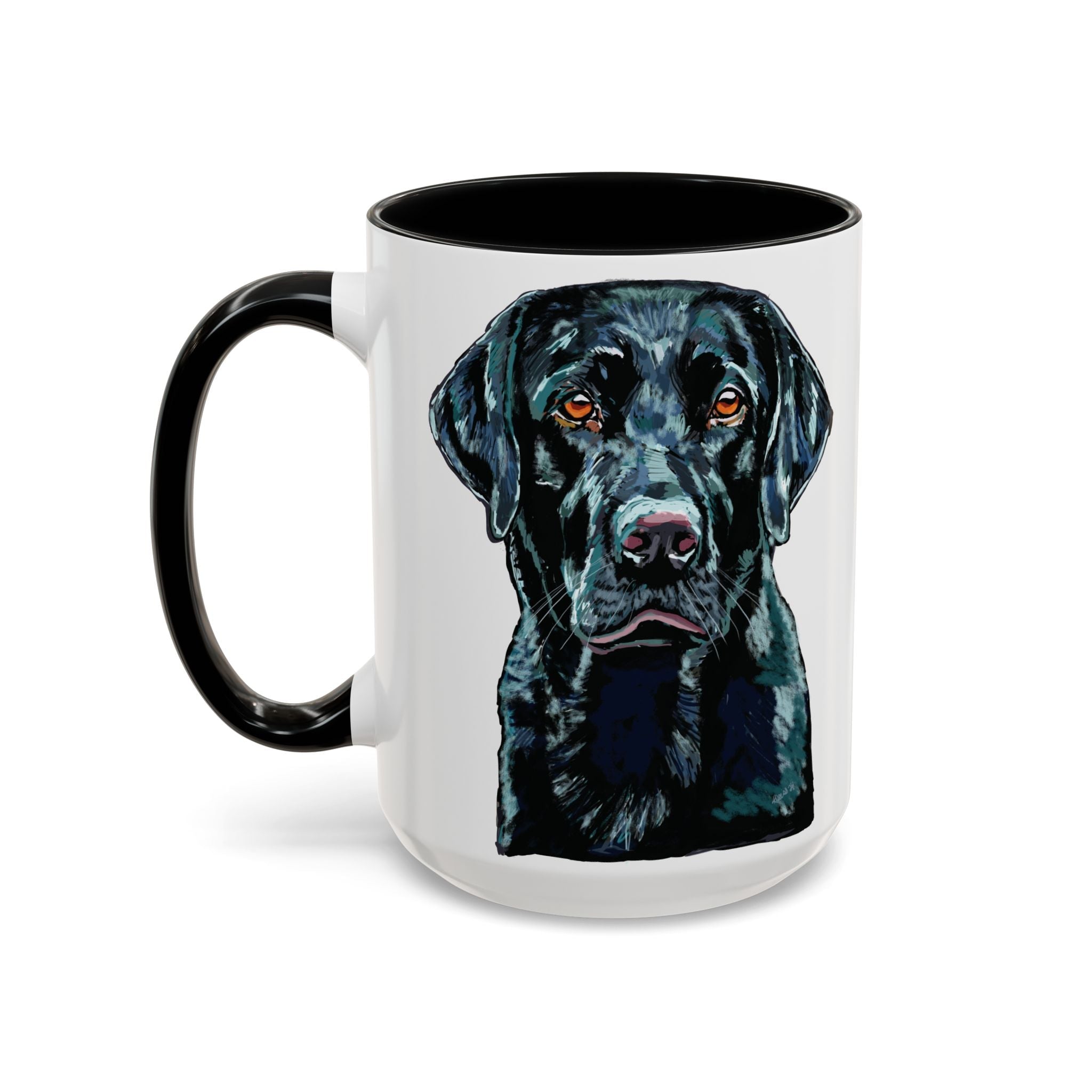 Black Labrador Two Tone Ceramic Coffee Mug - Blue Cava