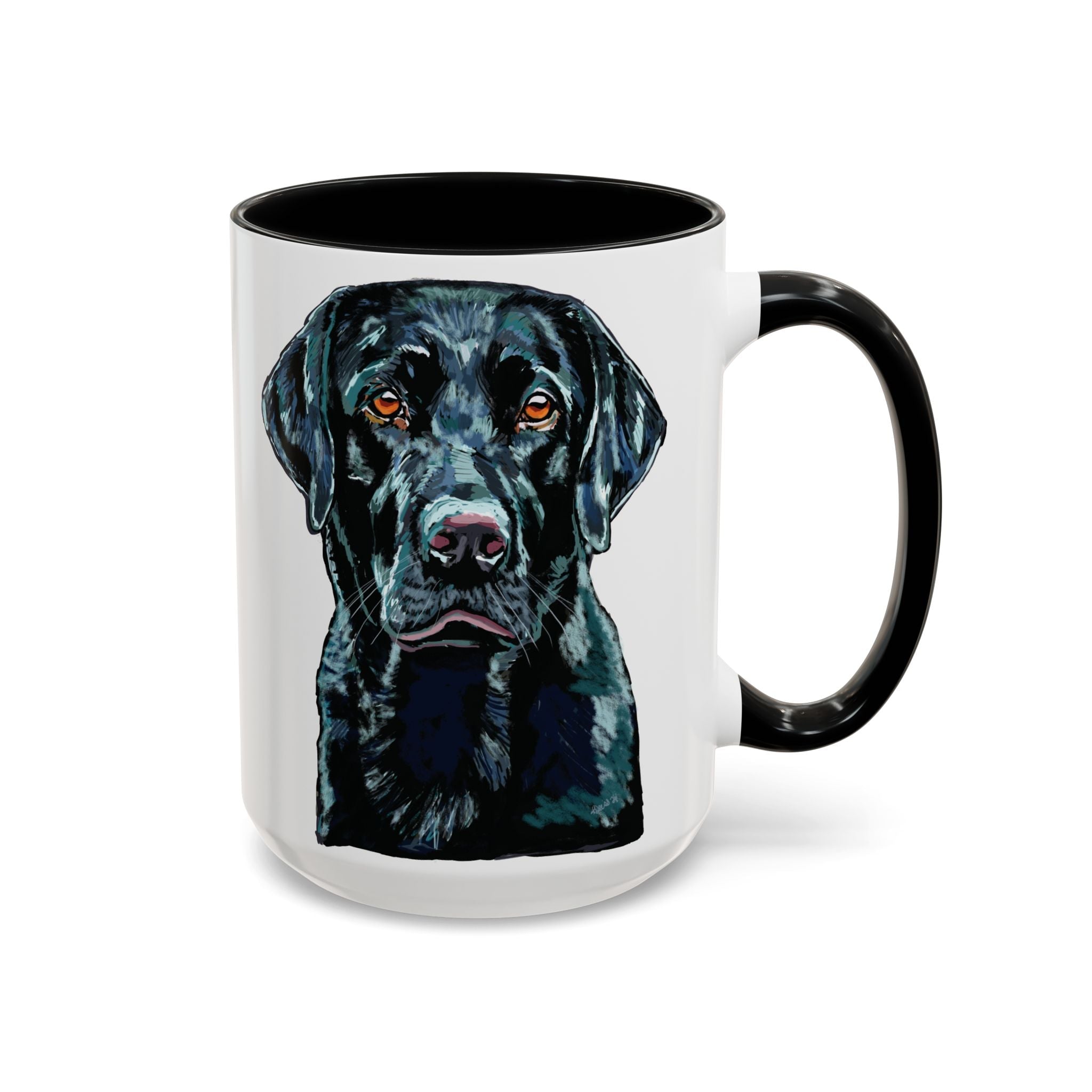 Black Labrador Two Tone Ceramic Coffee Mug - Blue Cava