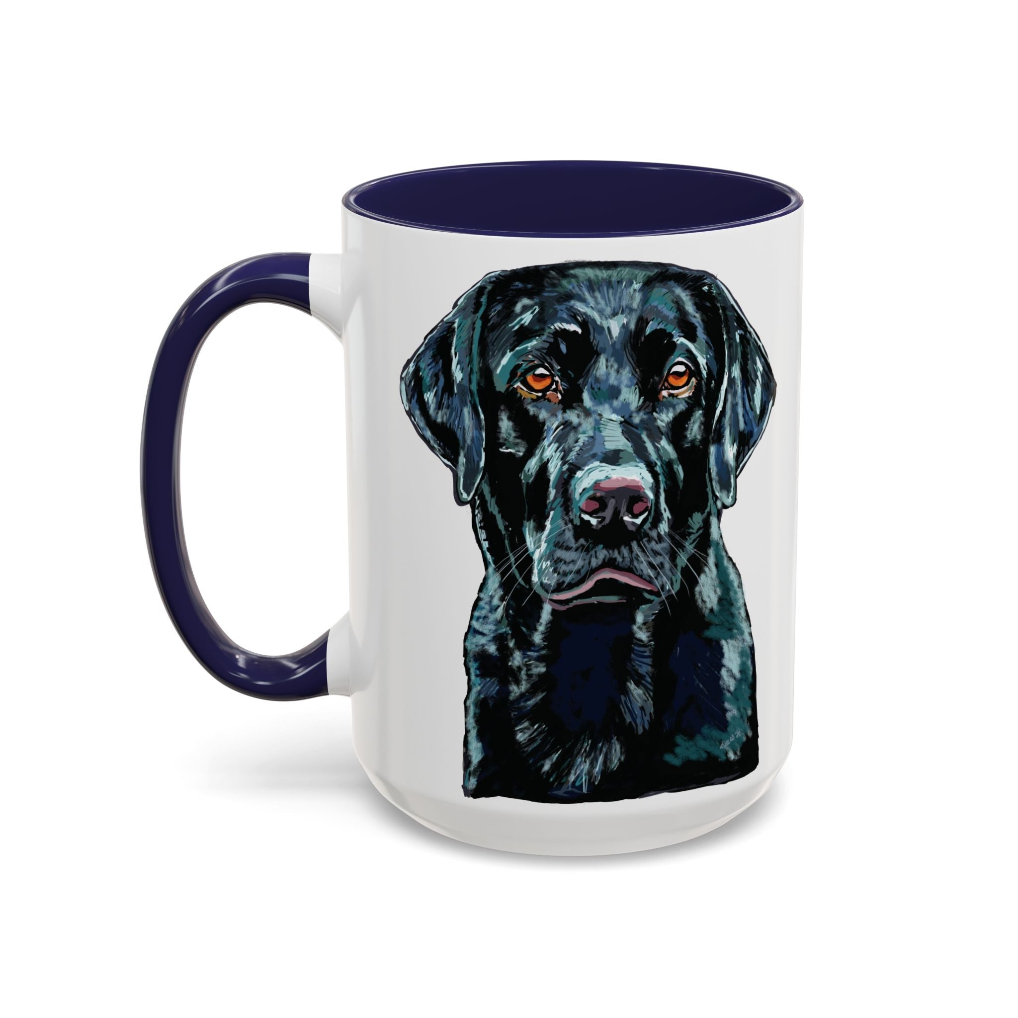 Black Labrador Two Tone Ceramic Coffee Mug - Blue Cava