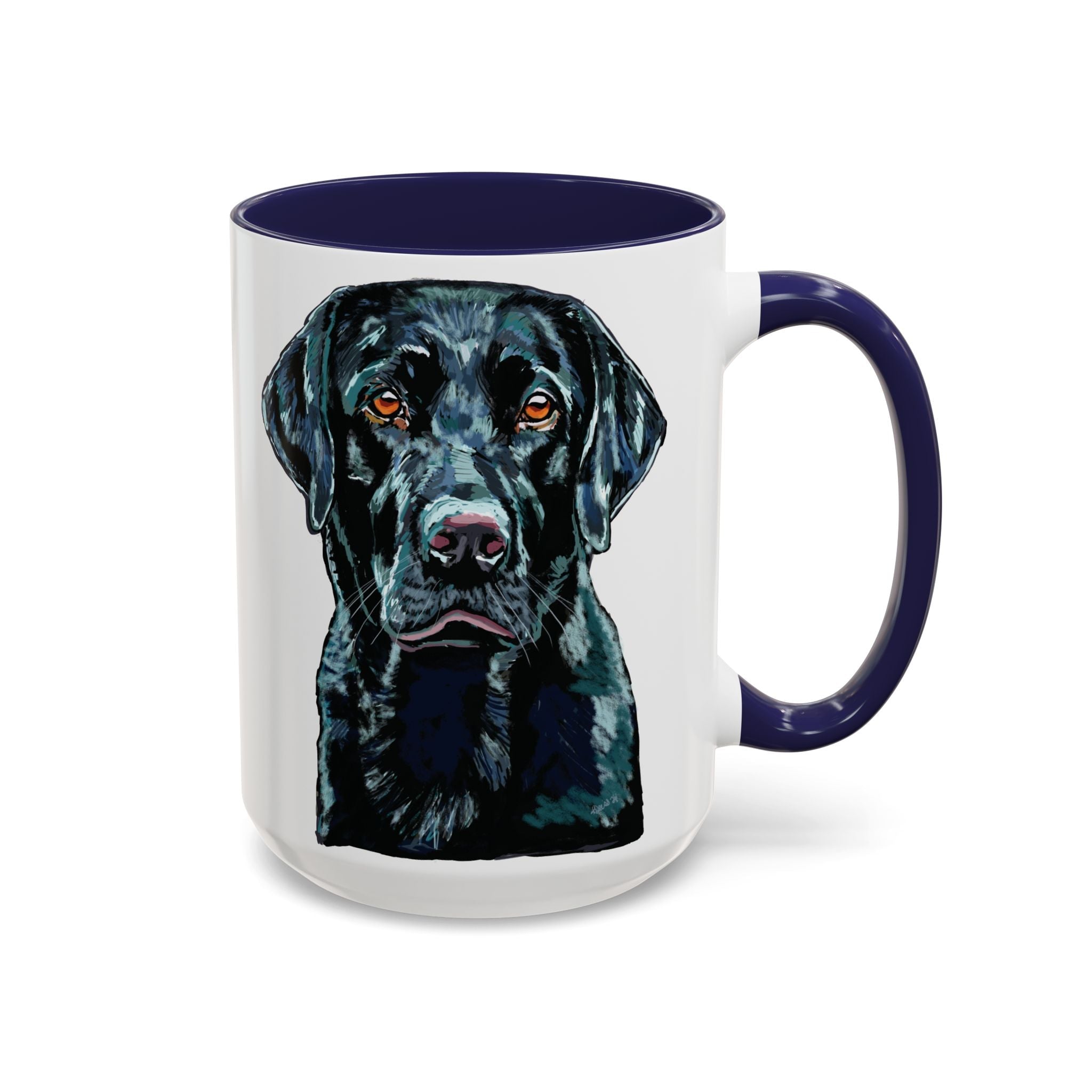 Black Labrador Two Tone Ceramic Coffee Mug - Blue Cava