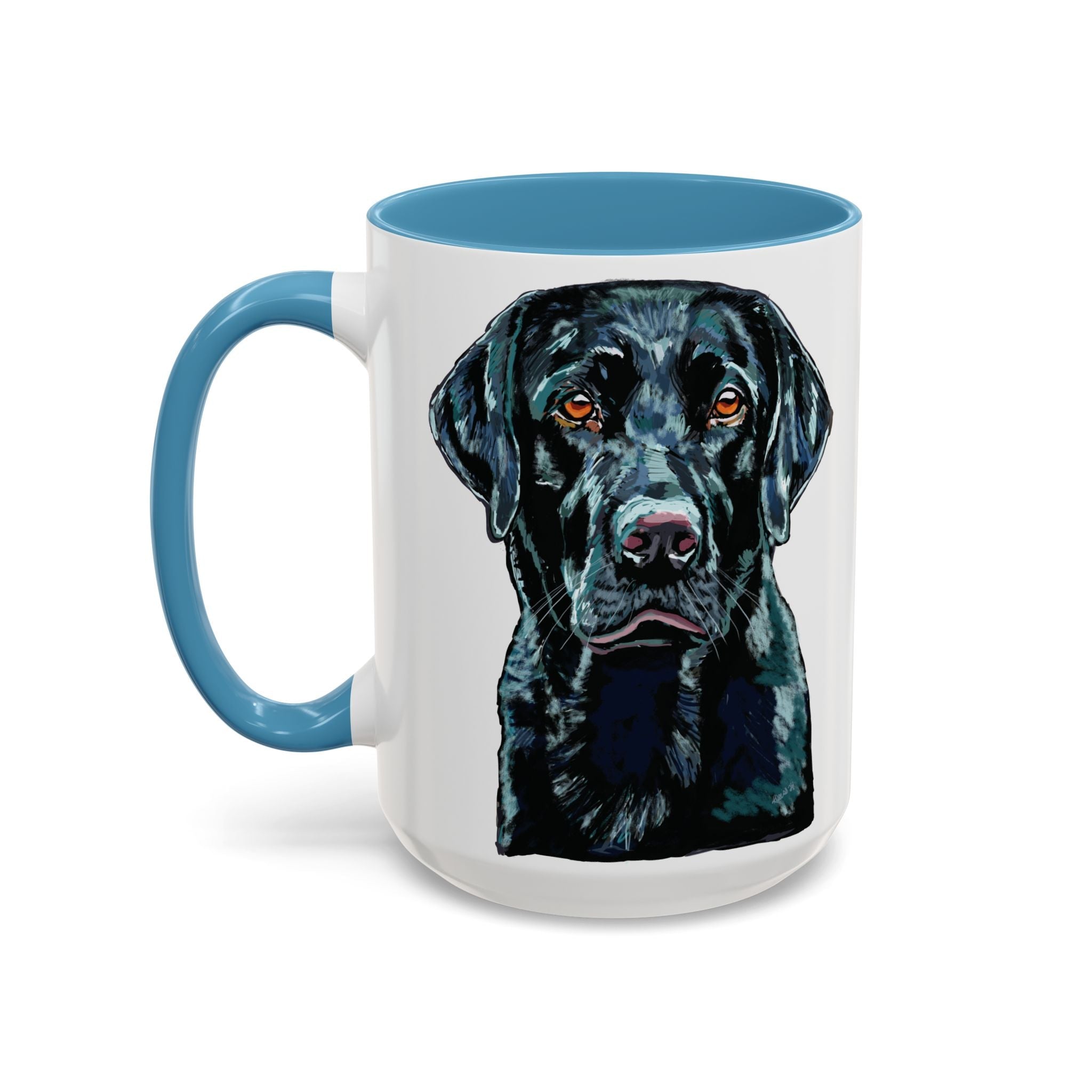 Black Labrador Two Tone Ceramic Coffee Mug - Blue Cava