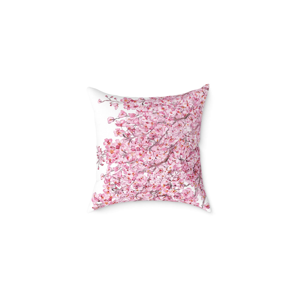 Blossom Floral Square Poly Canvas Pillow - Soft and Elegant Home Decor - Blue Cava