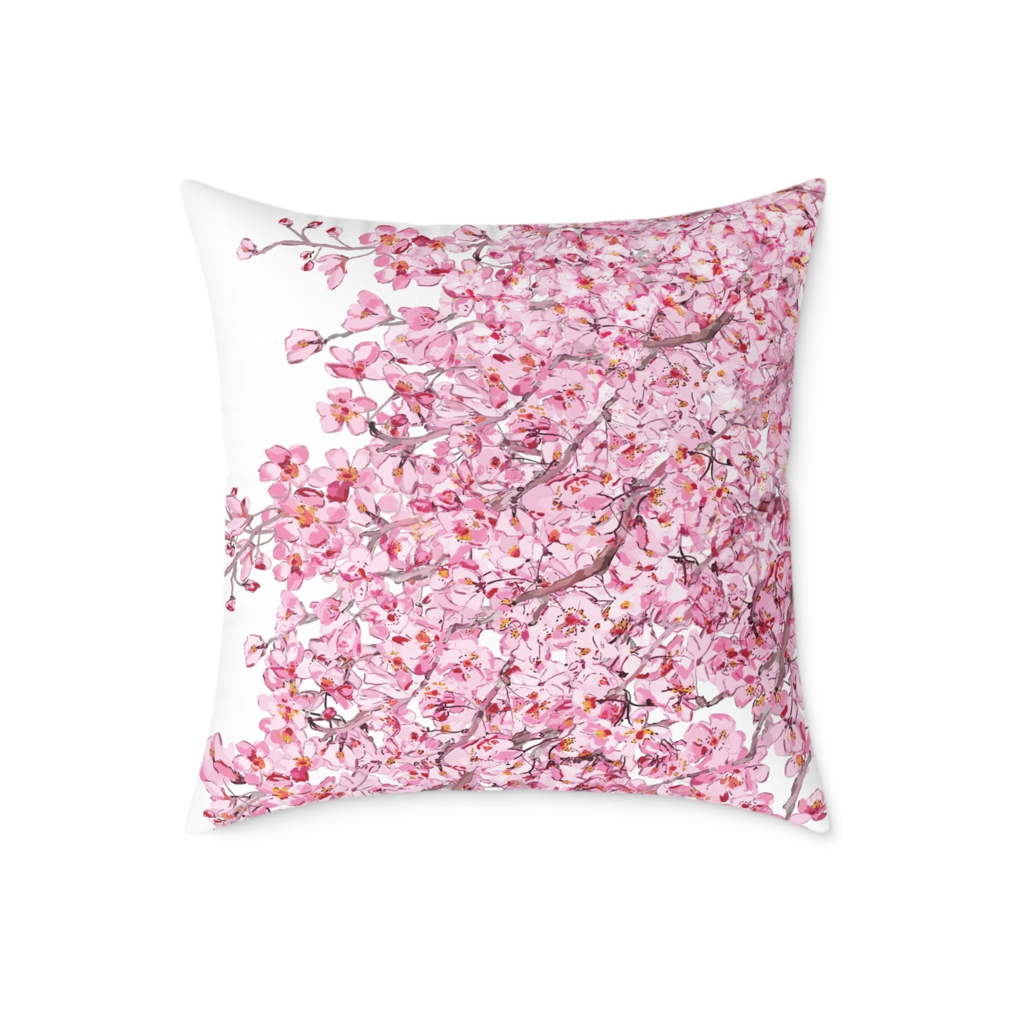 Blossom Floral Square Poly Canvas Pillow - Soft and Elegant Home Decor - Blue Cava