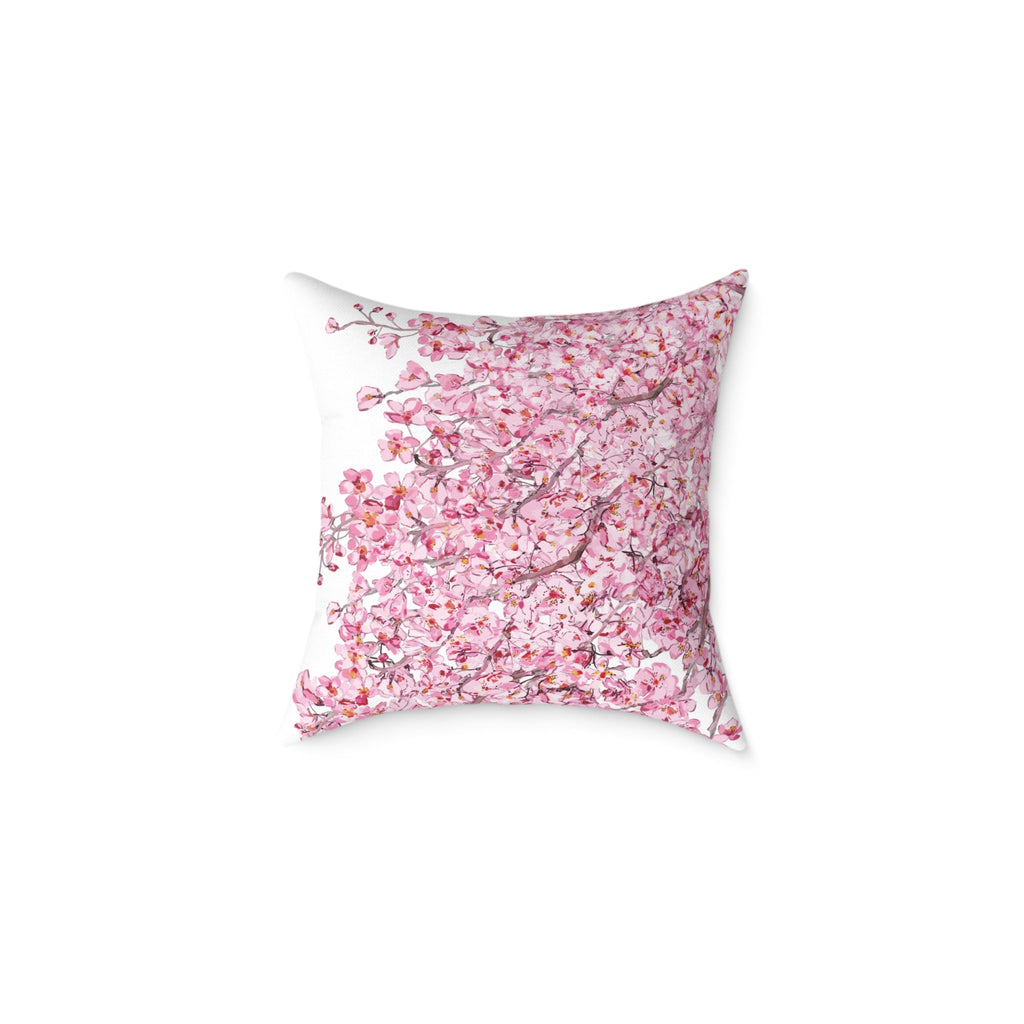 Blossom Floral Square Poly Canvas Pillow - Soft and Elegant Home Decor - Blue Cava