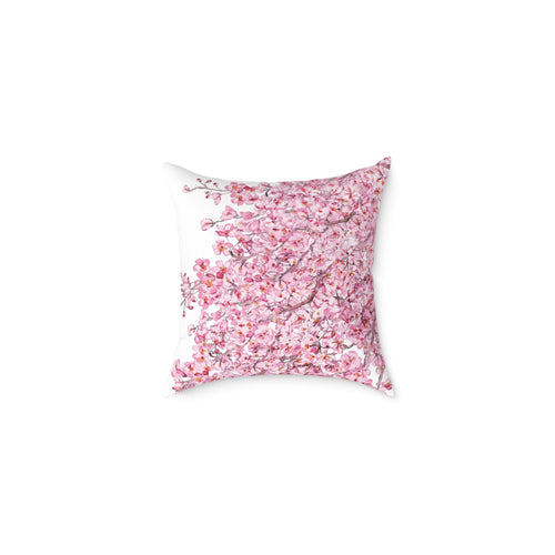 Blossom Floral Square Poly Canvas Pillow - Soft and Elegant Home Decor - Blue Cava