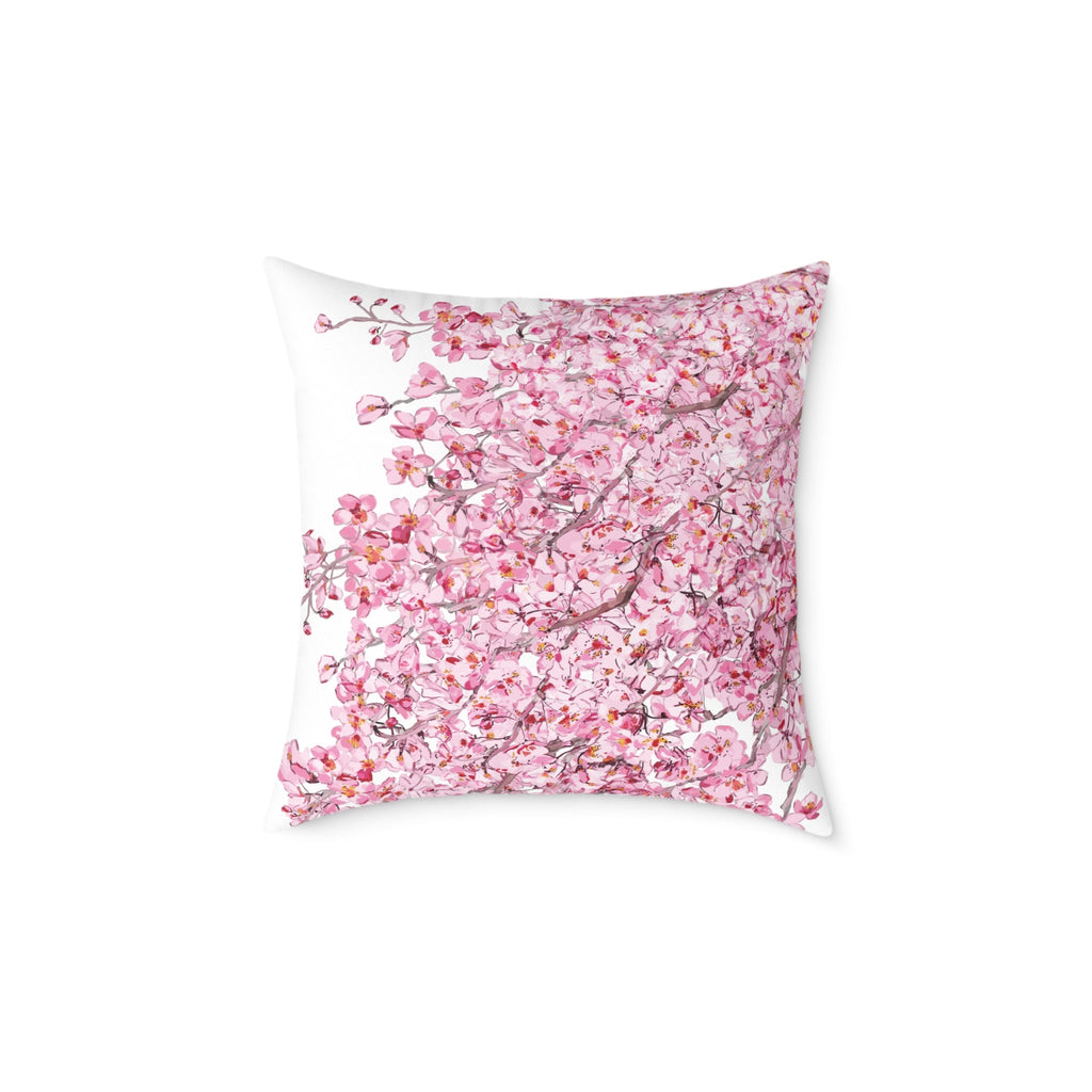 Blossom Floral Square Poly Canvas Pillow - Soft and Elegant Home Decor - Blue Cava