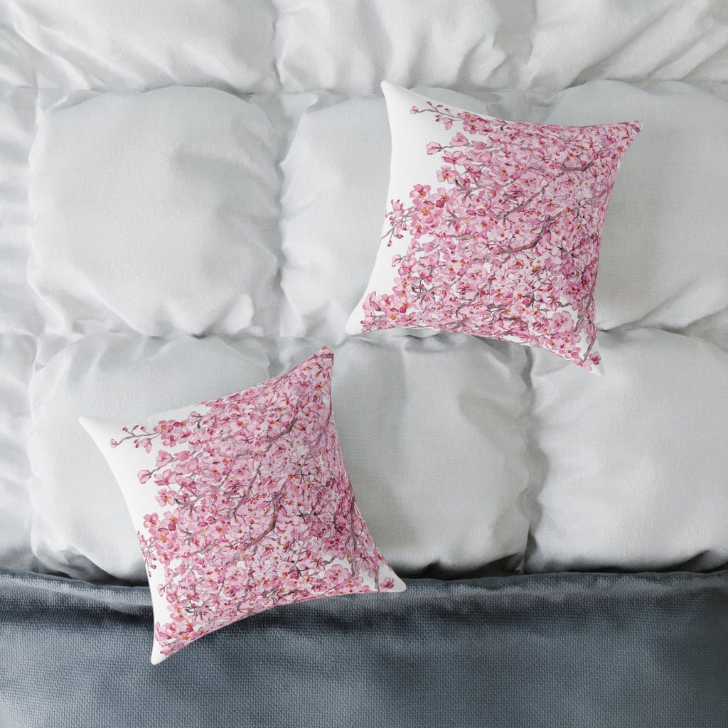 Blossom Floral Square Poly Canvas Pillow - Soft and Elegant Home Decor - Blue Cava