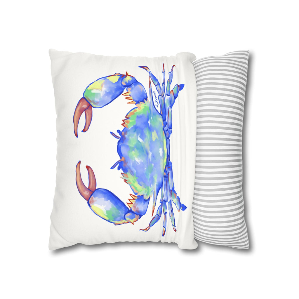 Blue Crab Faux Suede Square Pillow Case - Blue Cava