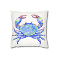 Blue Crab Faux Suede Square Pillow Case - Blue Cava