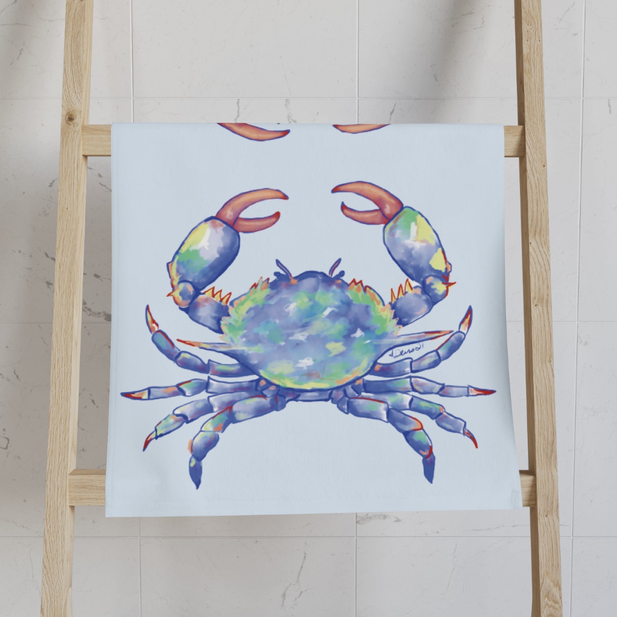 Blue Crab Hand Polyester Cotton Hand Towel - Blue Cava