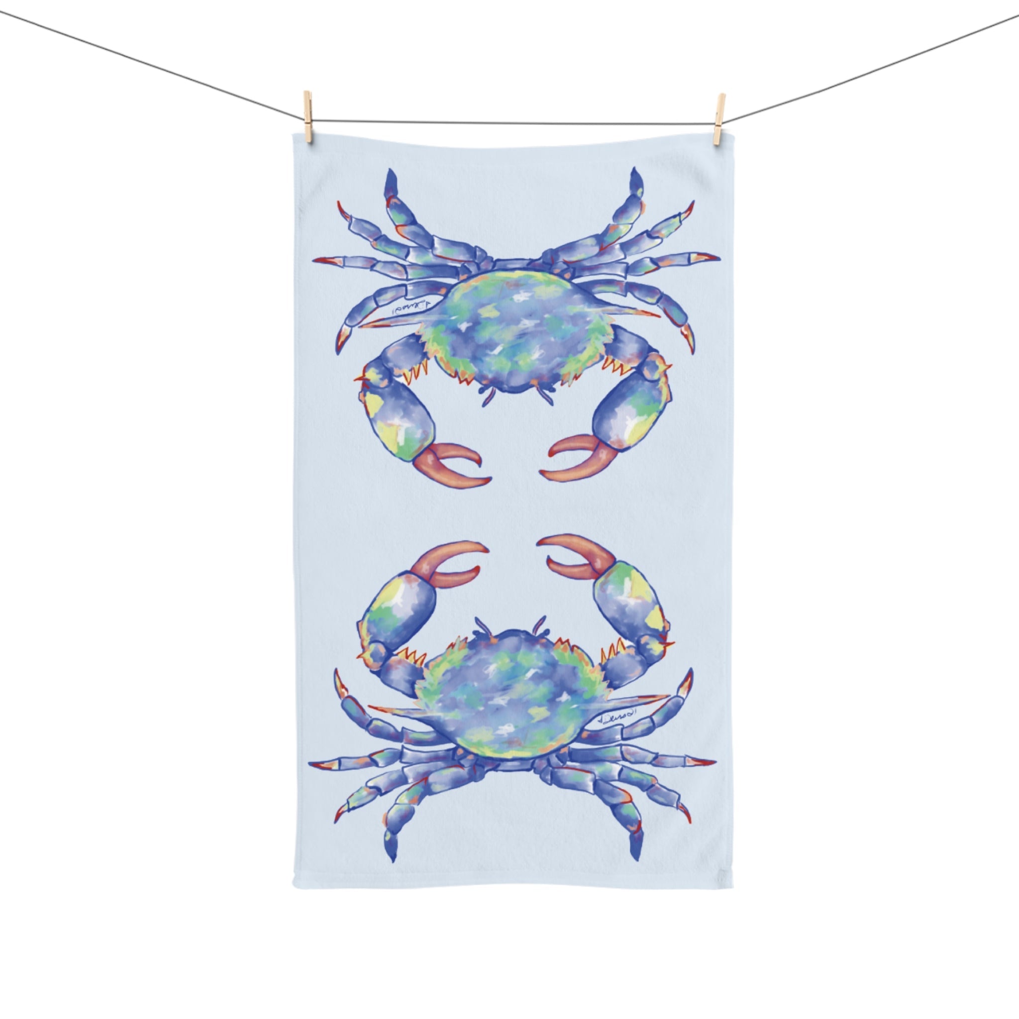 Blue Crab Hand Polyester Cotton Hand Towel - Blue Cava
