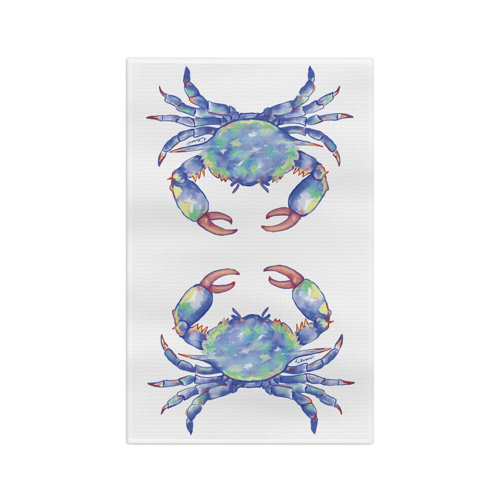 Blue Crab Microfiber Waffle Kitchen Towel - Blue Cava