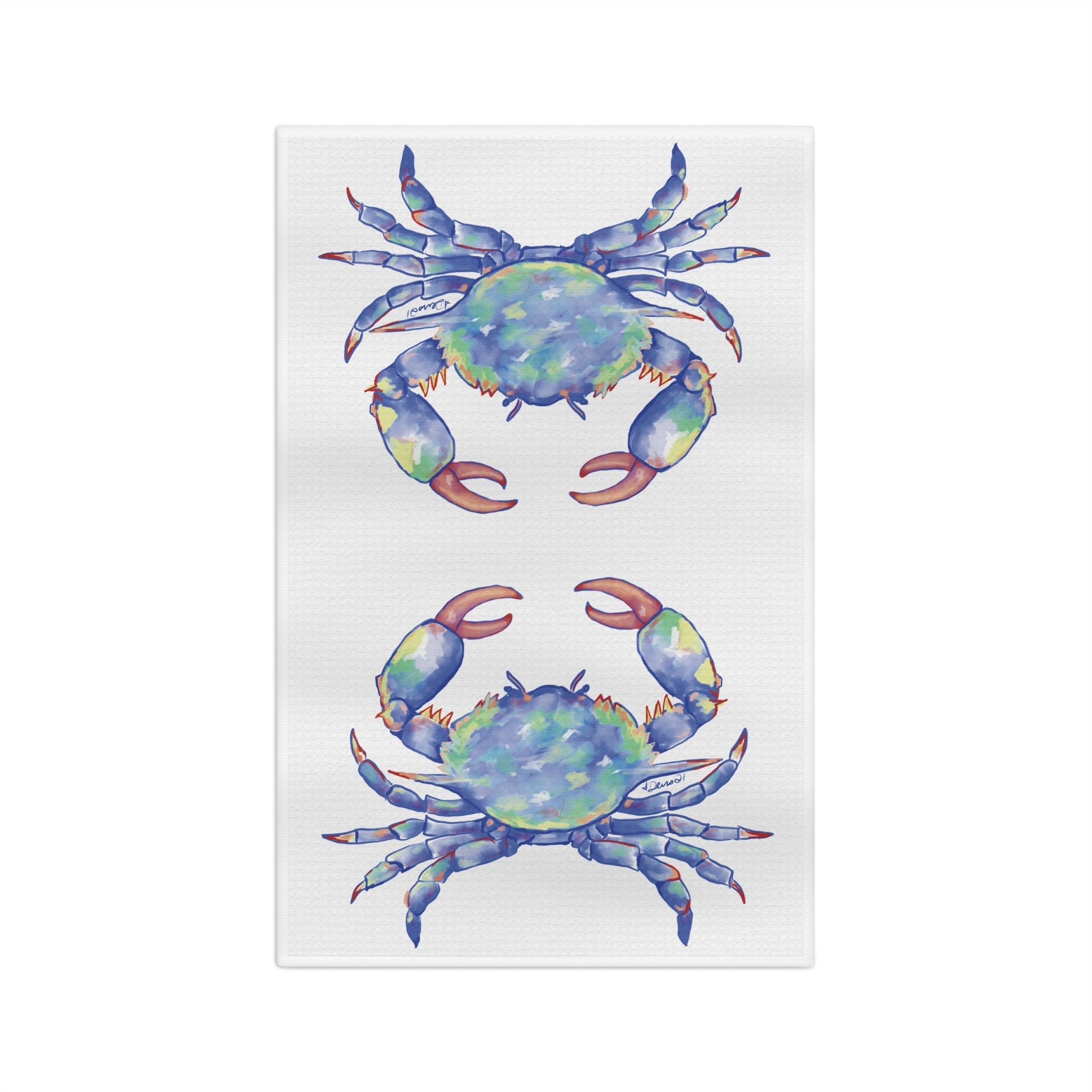 Blue Crab Microfiber Waffle Kitchen Towel - Blue Cava