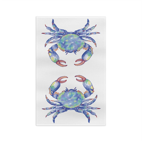 Blue Crab Microfiber Waffle Kitchen Towel - Blue Cava