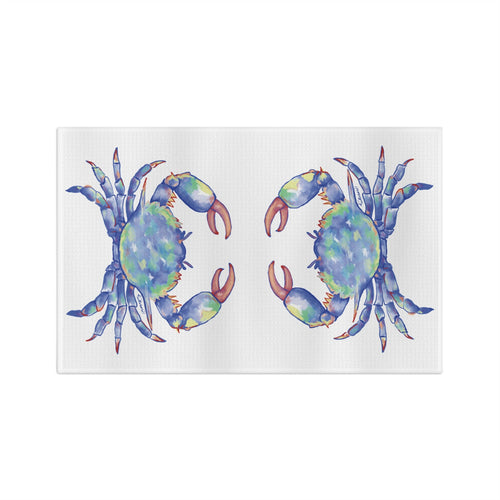 Blue Crab Microfiber Waffle Kitchen Towel - Blue Cava
