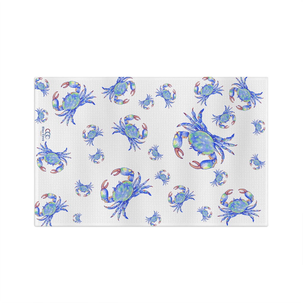 Blue Crabs Microfiber Waffle Kitchen Towel - Blue Cava