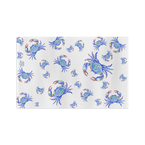 Blue Crabs Microfiber Waffle Kitchen Towel - Blue Cava