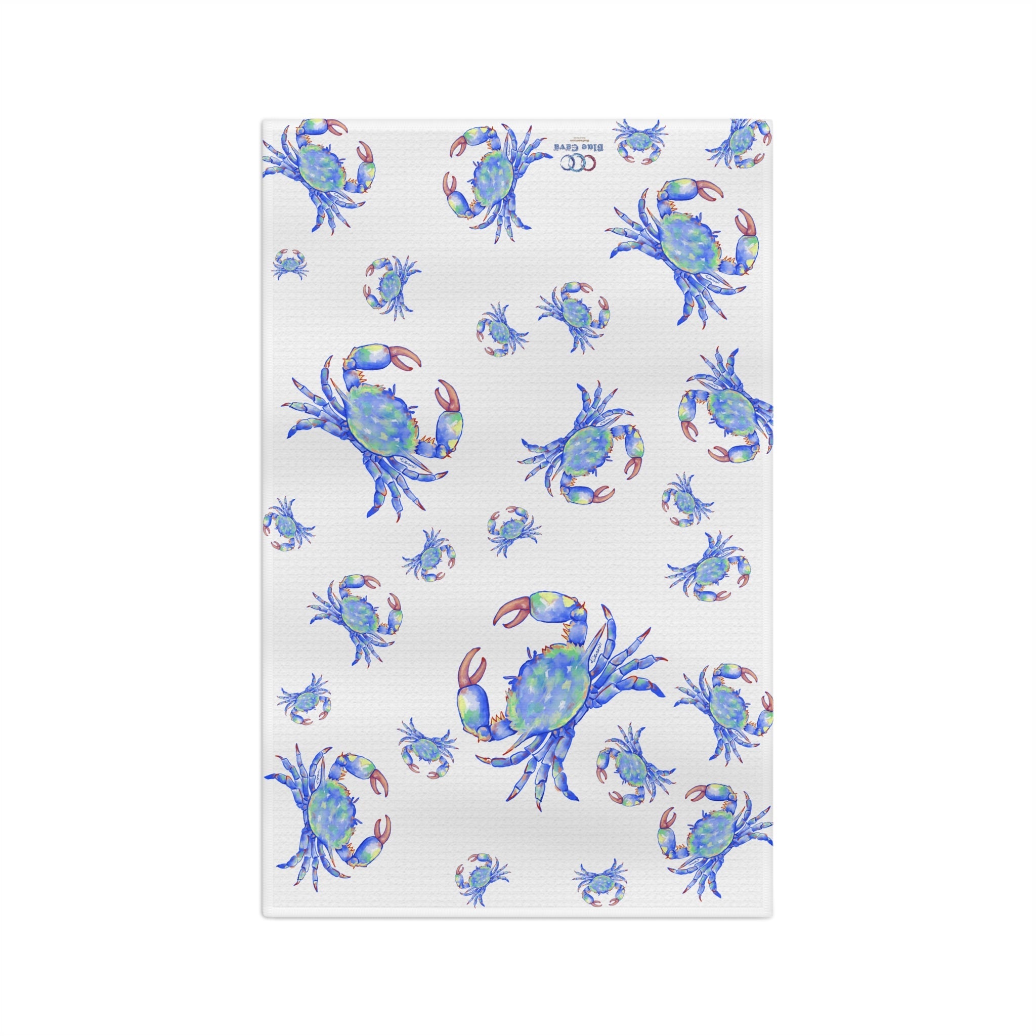 Blue Crabs Microfiber Waffle Kitchen Towel - Blue Cava
