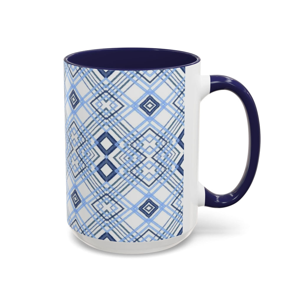 Blue Diamond Two Tone Ceramic Coffee Mug - Blue Cava