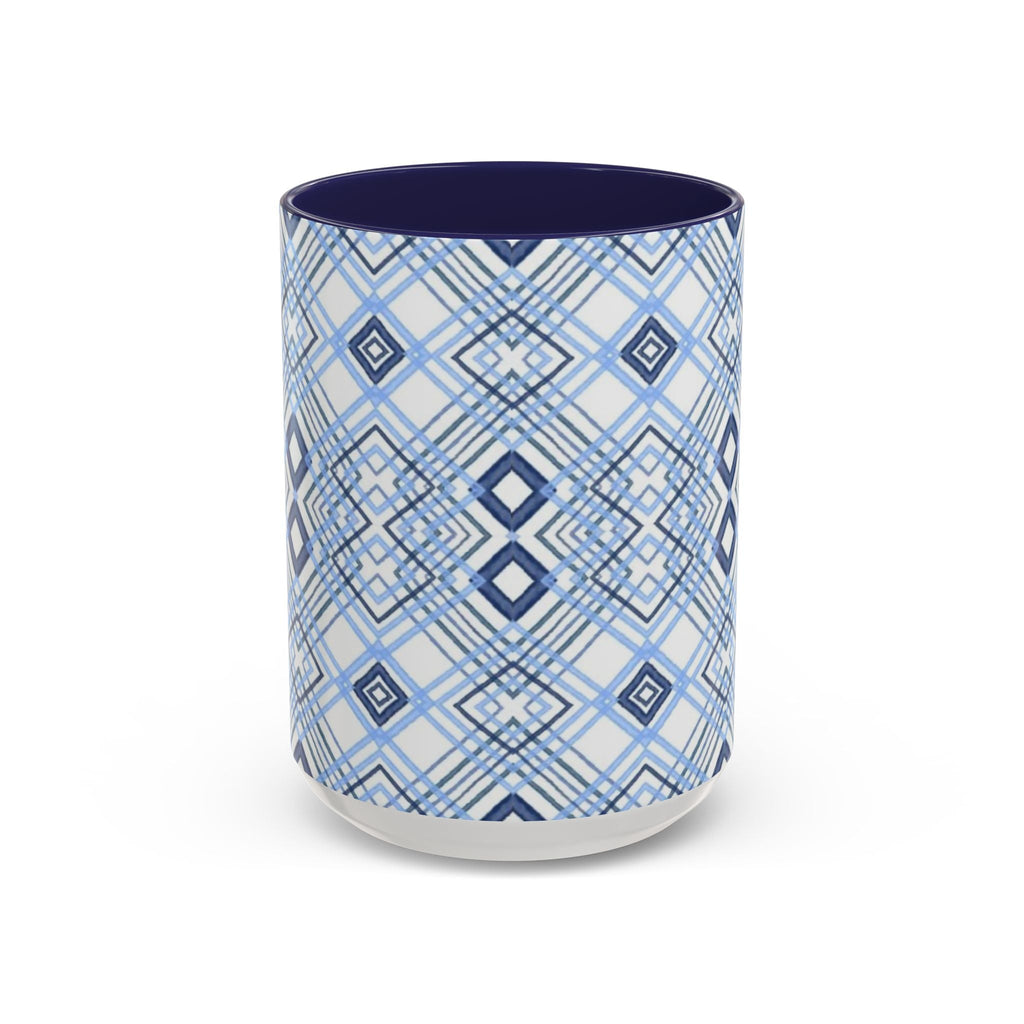 Blue Diamond Two Tone Ceramic Coffee Mug - Blue Cava