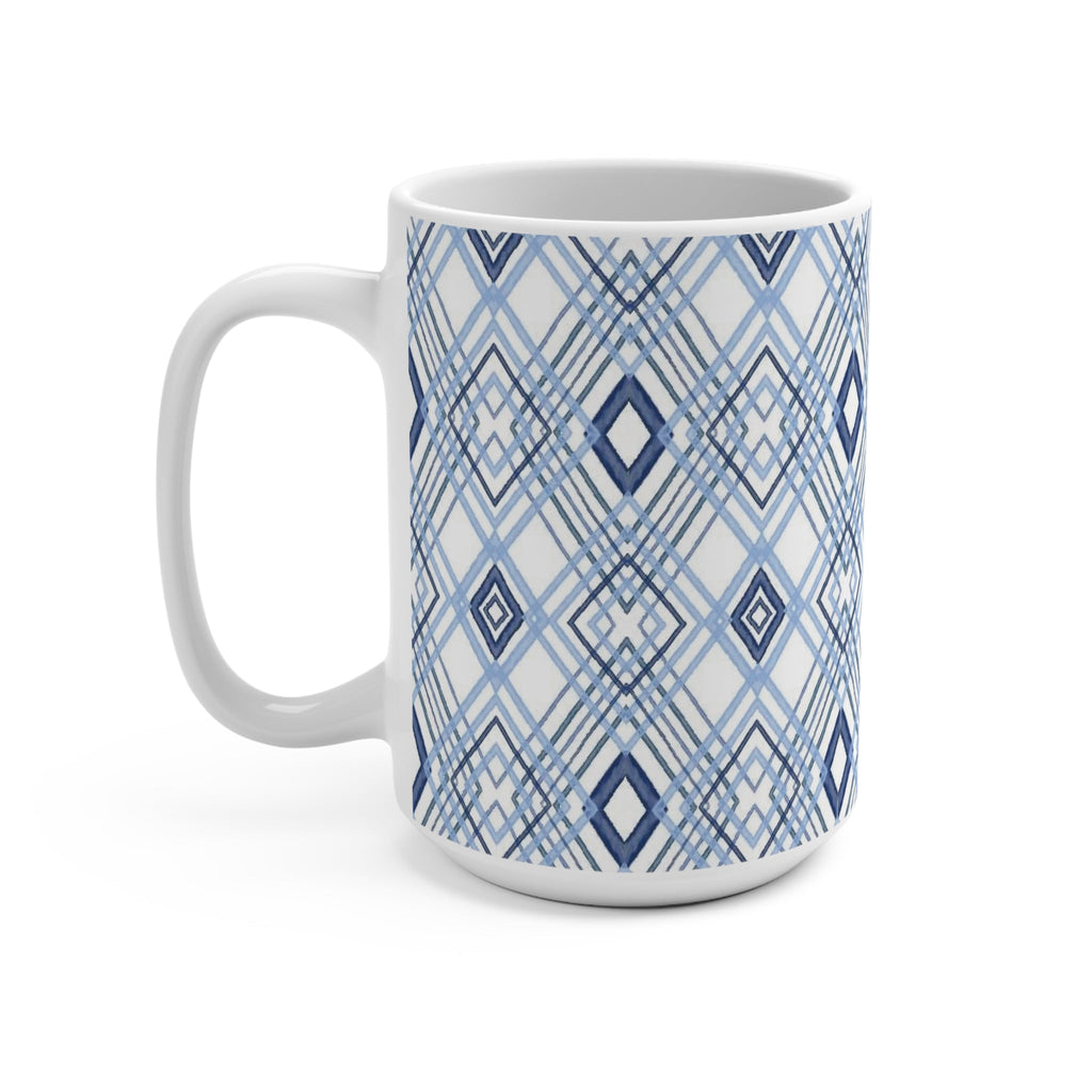 Blue Diamonds Geometric Ceramic Mug - Blue Cava