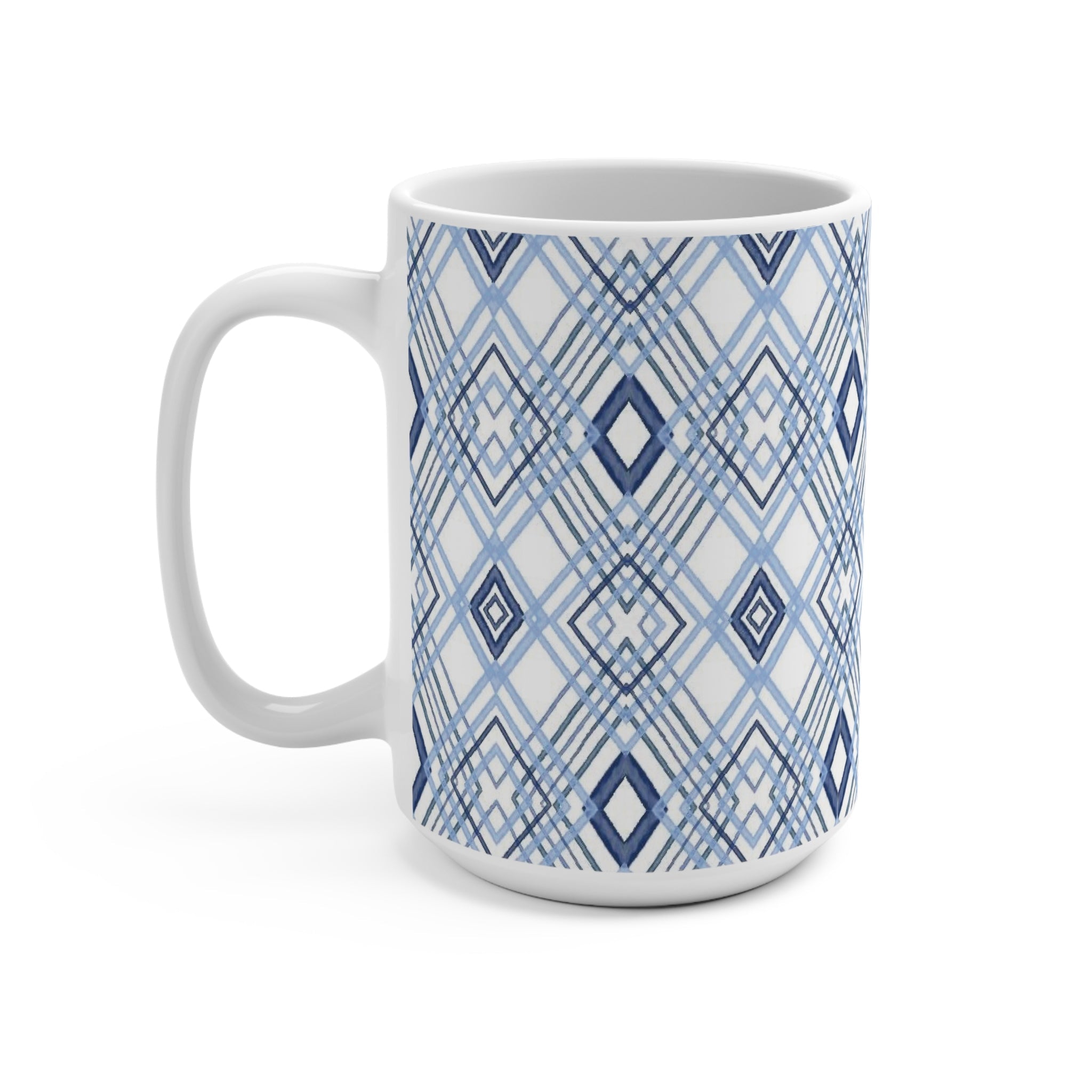 Blue Diamonds Geometric Ceramic Mug - Blue Cava