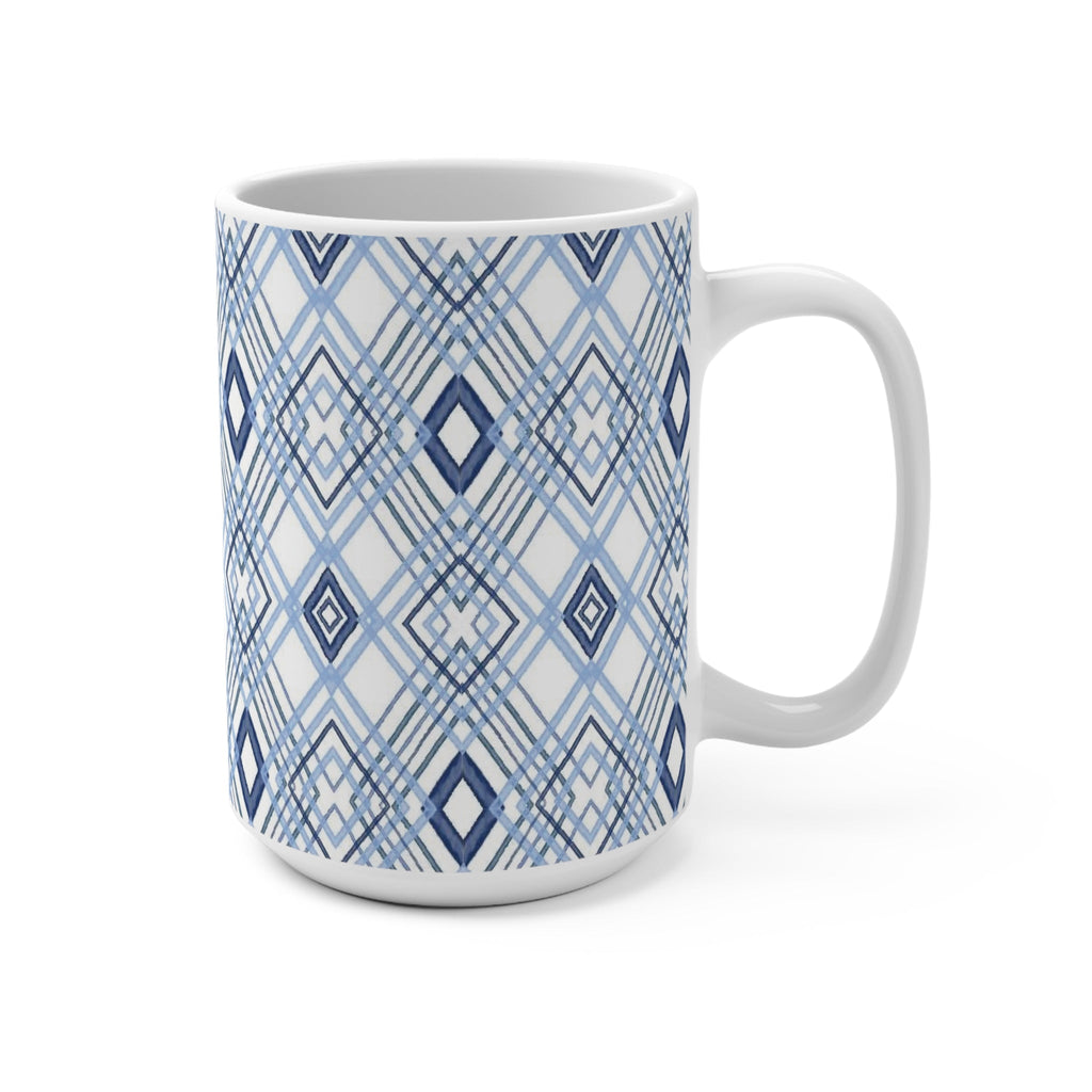 Blue Diamonds Geometric Ceramic Mug - Blue Cava