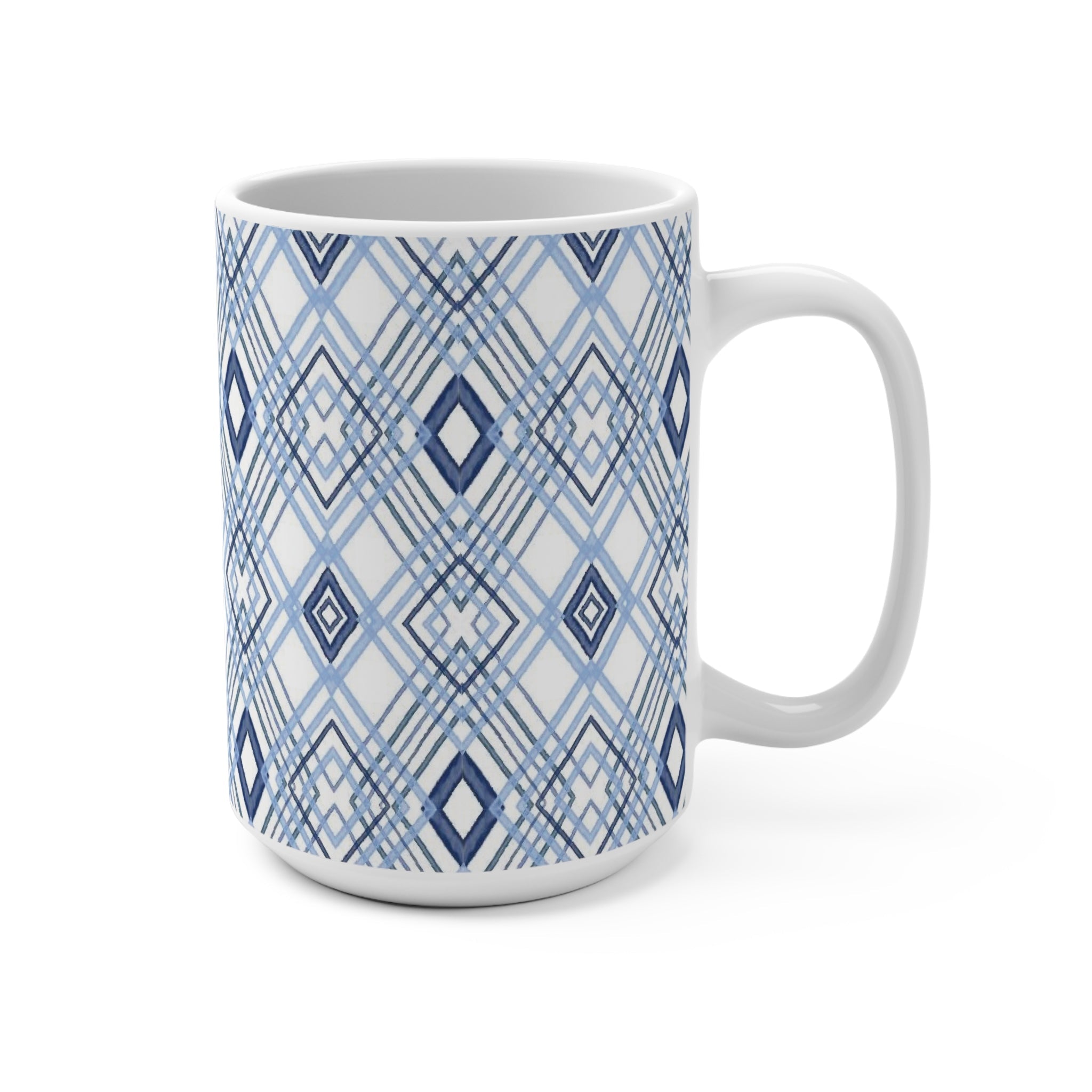 Blue Diamonds Geometric Ceramic Mug - Blue Cava
