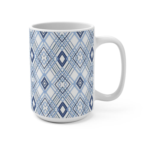 Blue Diamonds Geometric Ceramic Mug - Blue Cava