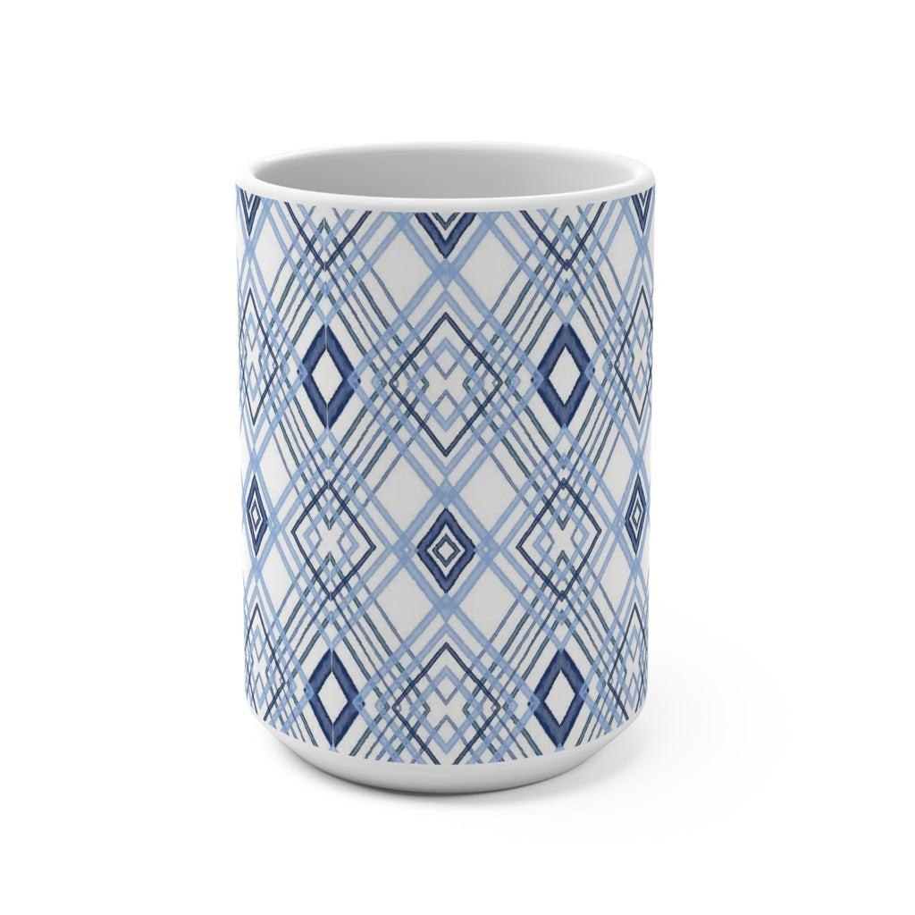 Blue Diamonds Geometric Ceramic Mug - Blue Cava