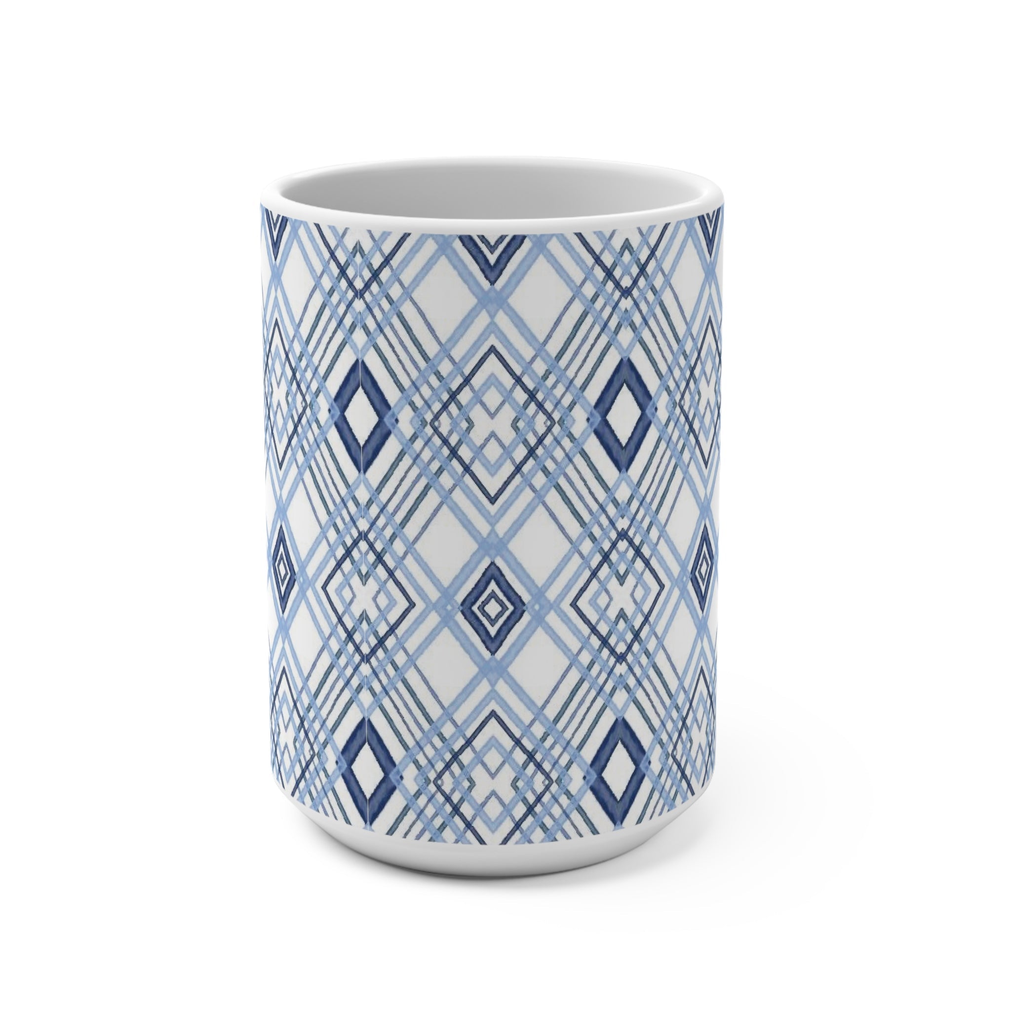 Blue Diamonds Geometric Ceramic Mug - Blue Cava
