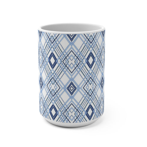 Blue Diamonds Geometric Ceramic Mug - Blue Cava